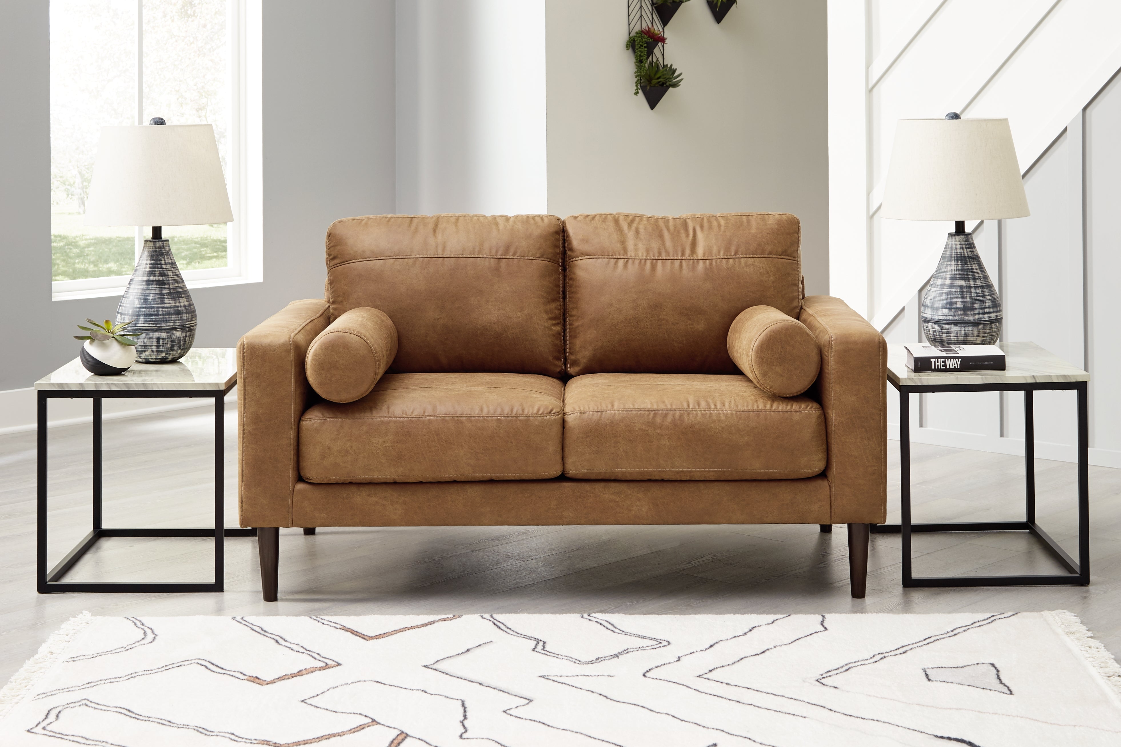 Prime Furniture - Ashley Furniture - Telora Living Room - Loveseat / Caramel - 4100235