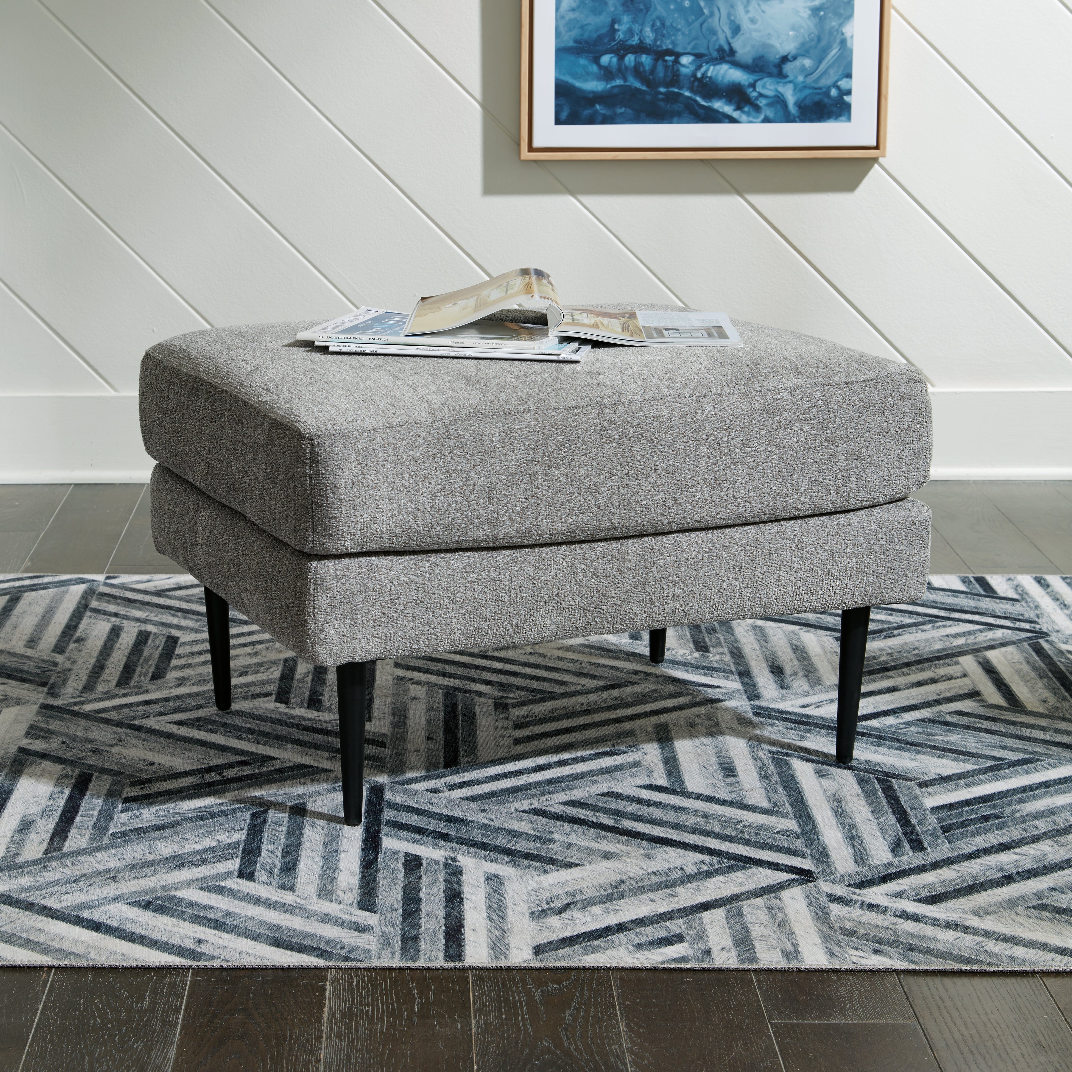 Prime Furniture - Ashley Furniture - Hazela Living Room - Ottoman / Charcoal - 4110214