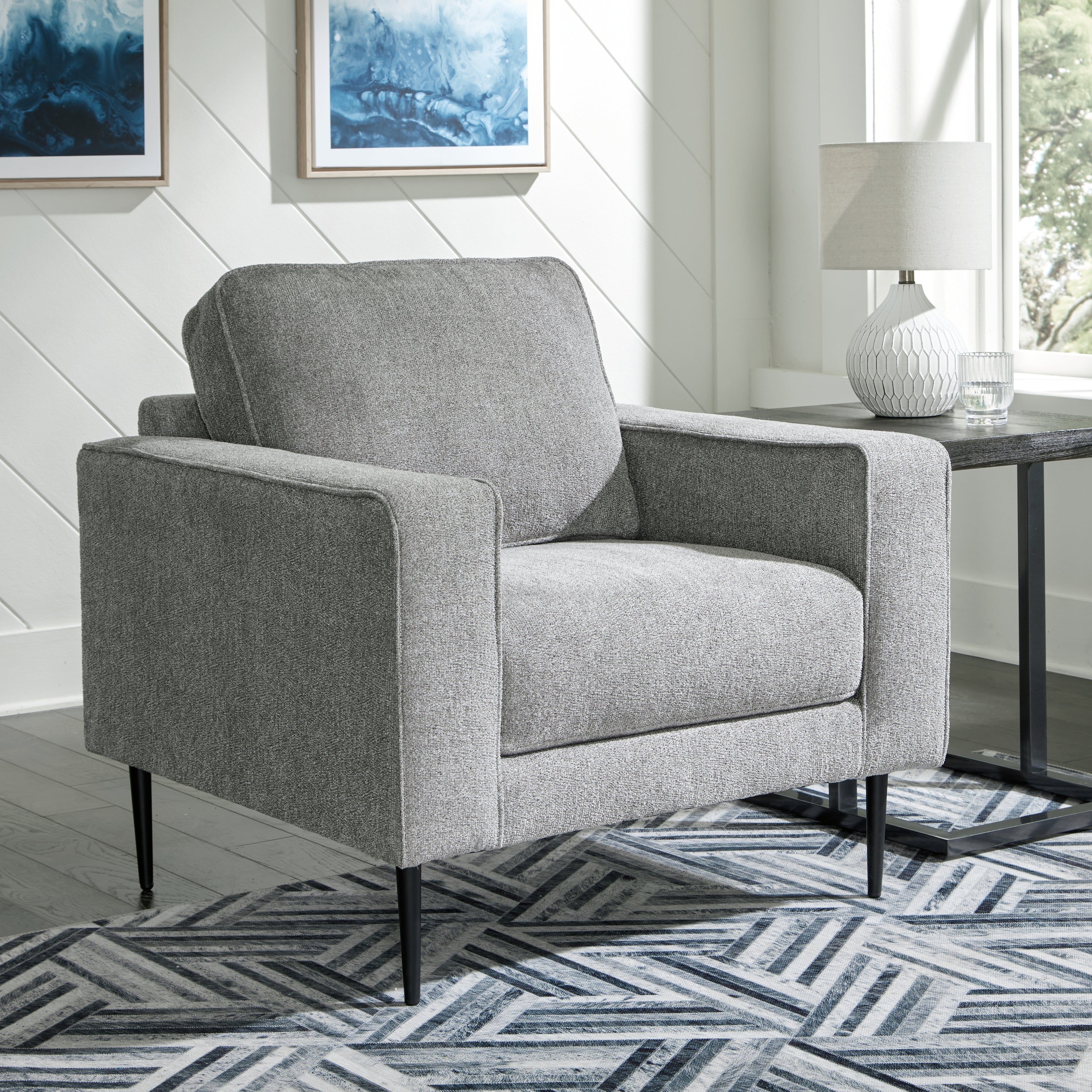 Prime Furniture - Ashley Furniture - Hazela Living Room - Chair / Charcoal - 4110220