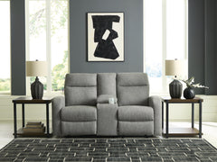 Prime Furniture - Ashley Furniture - Gauntlet Living Room - DBL Rec Loveseat w/Console / Sterling - PC4220494