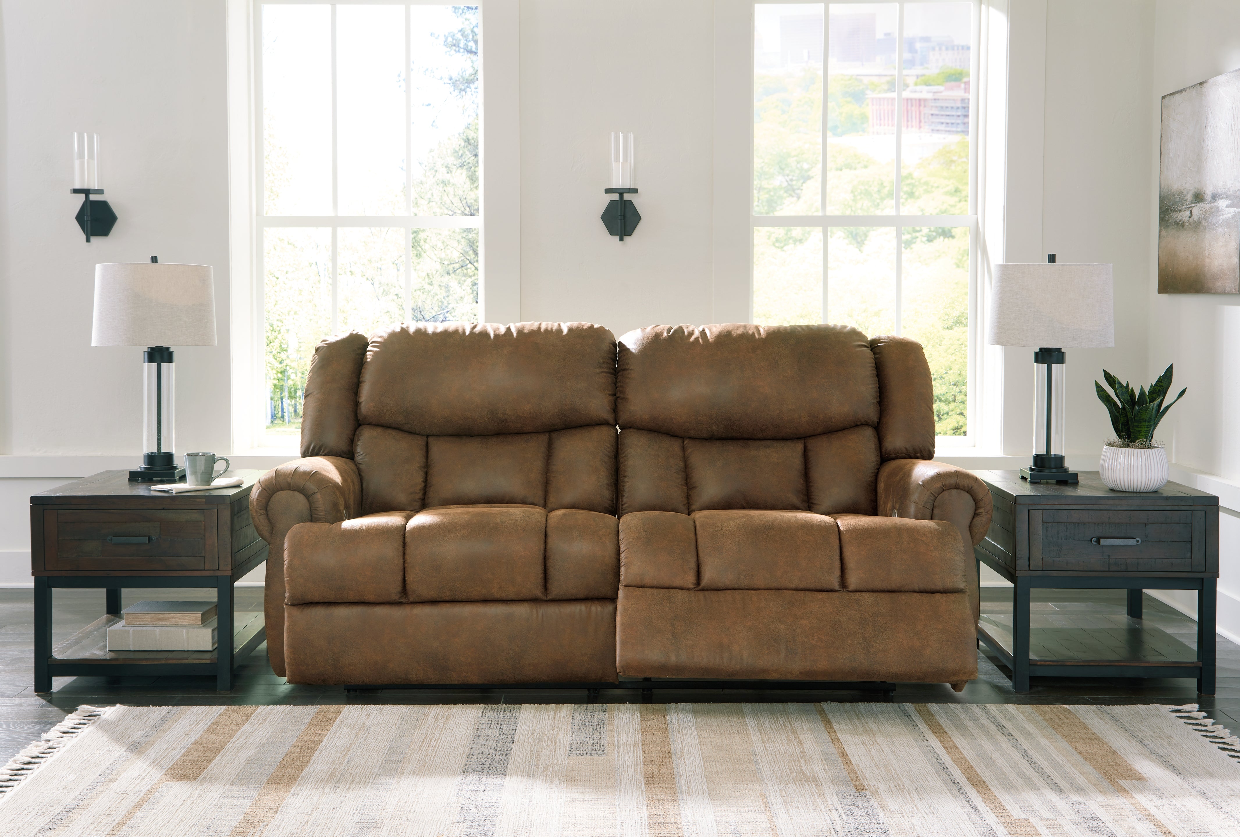 Prime Furniture - Ashley Furniture - Boothbay Living Room - 2 Seat Reclining Power Sofa / Auburn - 4470447