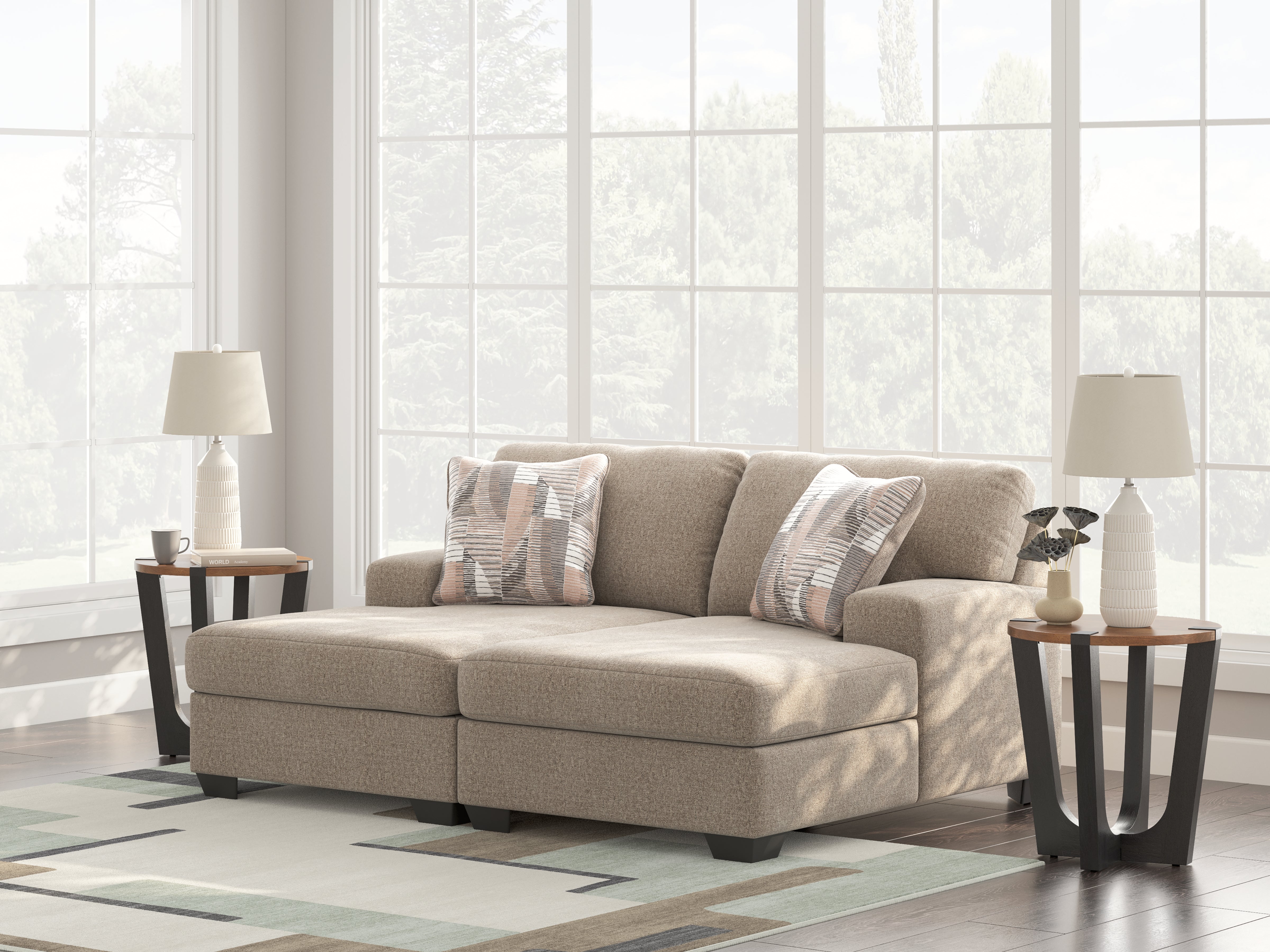 Prime Furniture - Ashley Furniture - Newellen Sectional - RAF 2-Piece Super Chaise / Hemp - 48404S4