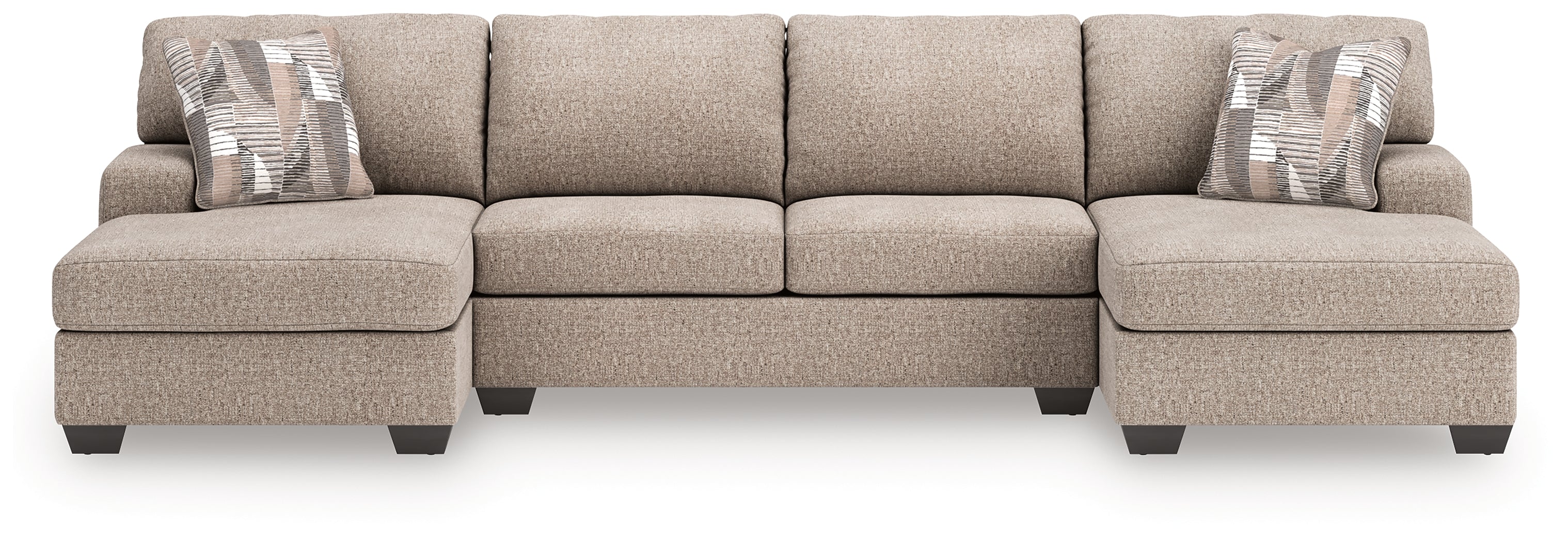 Prime Furniture - Ashley Furniture - Newellen Sectional - RAF 3-Piece Sectional with Double Chaise / Hemp - 48404S3