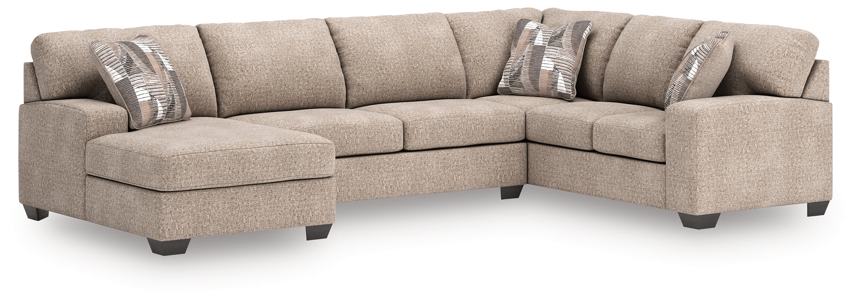 Prime Furniture - Ashley Furniture - Newellen Sectional - RAF 3-Piece Sectional with Chaise / Hemp - 48404S1