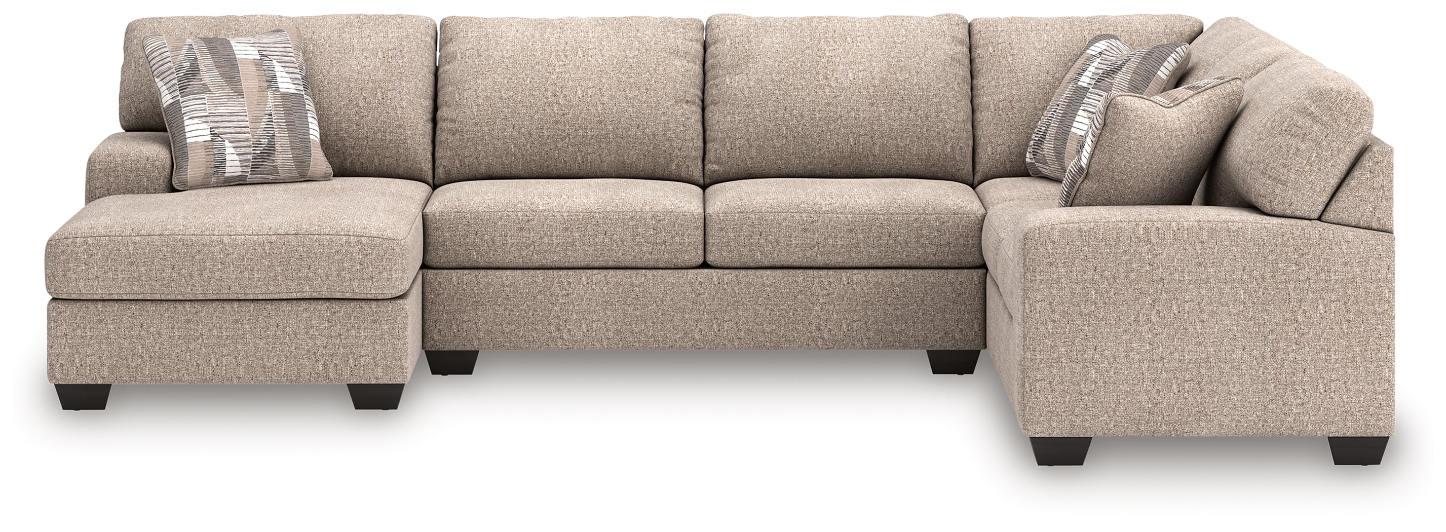 Prime Furniture - Ashley Furniture - Newellen Sectional - RAF 3-Piece Sleeper Sectional with Chaise / Hemp - 48404S5