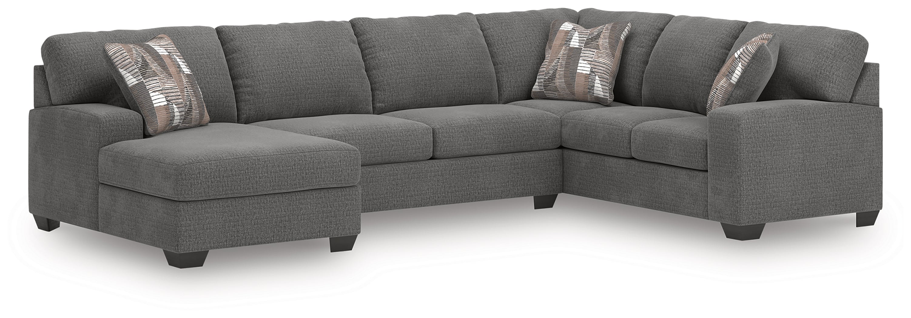 Prime Furniture - Ashley Furniture - Newellen Sectional - RAF 3-Piece Sleeper Sectional with Chaise / Greystone - 48405S5