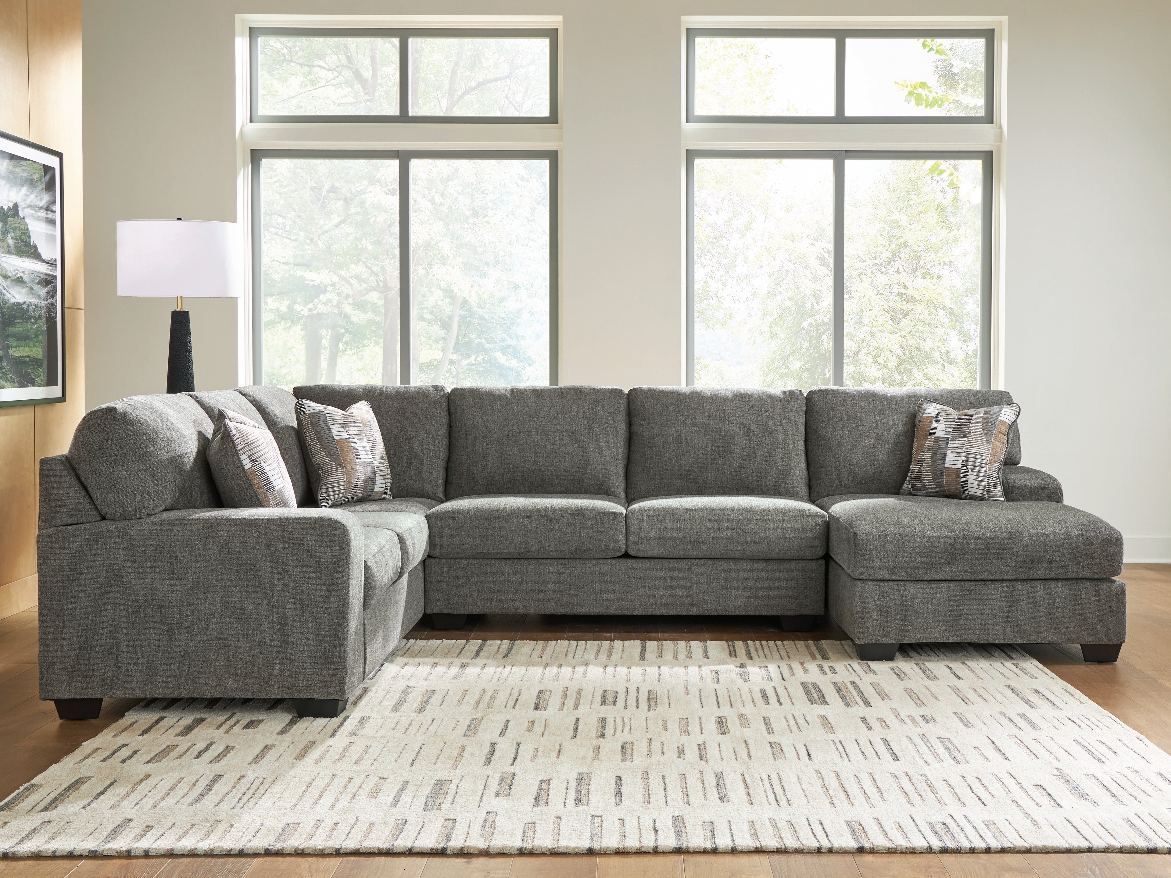Prime Furniture - Ashley Furniture - Clarington Sectional - LAF 3-Piece Sectional with Chaise / Greystone - PC48405S2