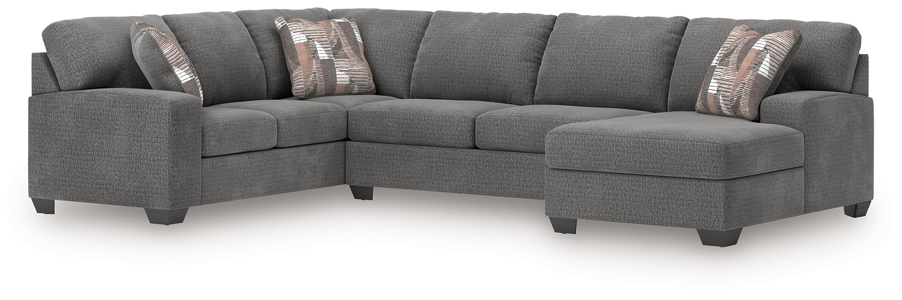 Prime Furniture - Ashley Furniture - Newellen Sectional - LAF 3-Piece Sleeper Sectional with Chaise / Greystone - 48405S6