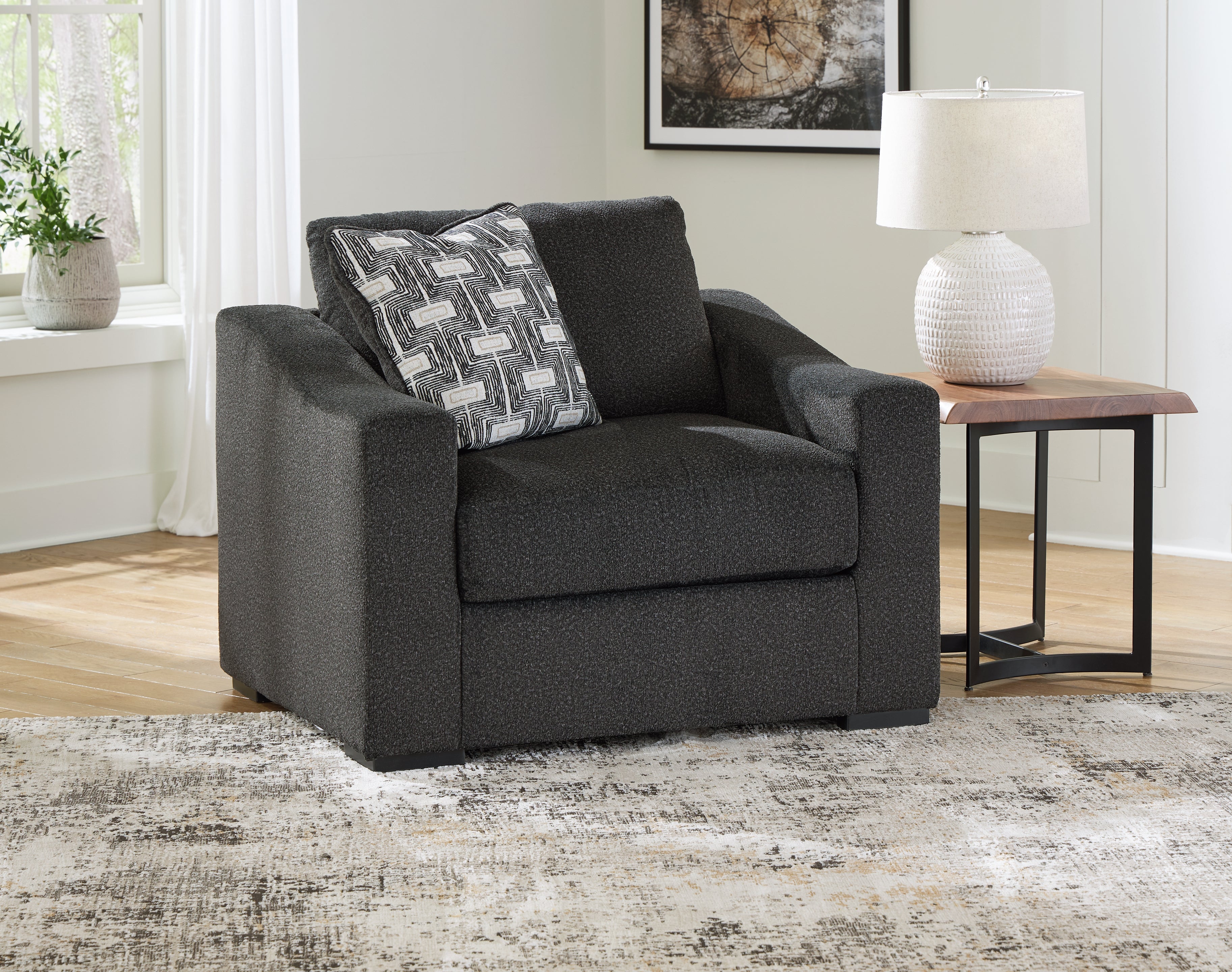 Prime Furniture - Ashley Furniture - Wryenlynn Living Room - Chair and a Half / Onyx - 4940523