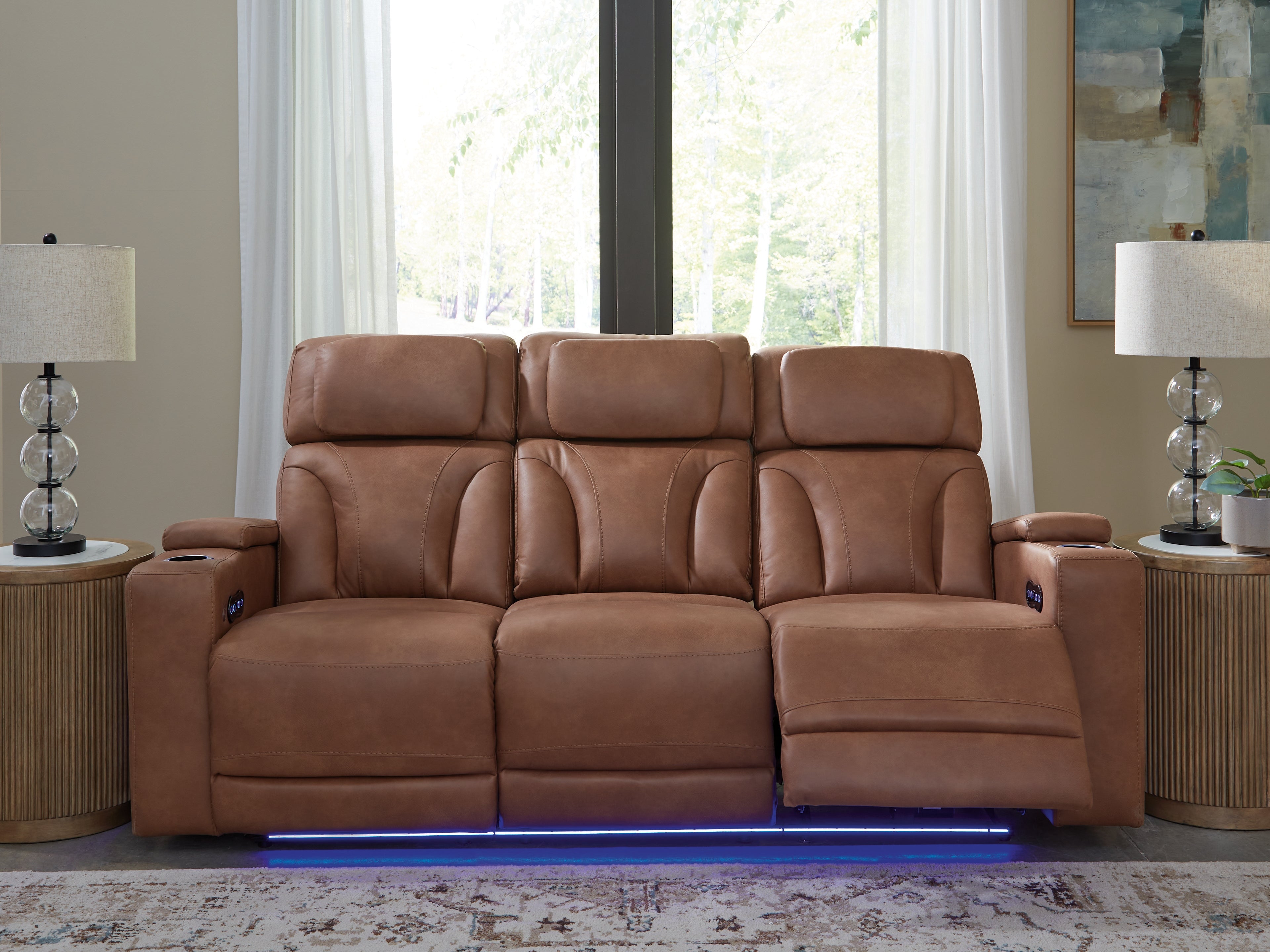 Prime Furniture - Ashley Furniture - Clean-Slate Living Room - PWR REC Sofa with ADJ Headrest / Caramel - PC5010115