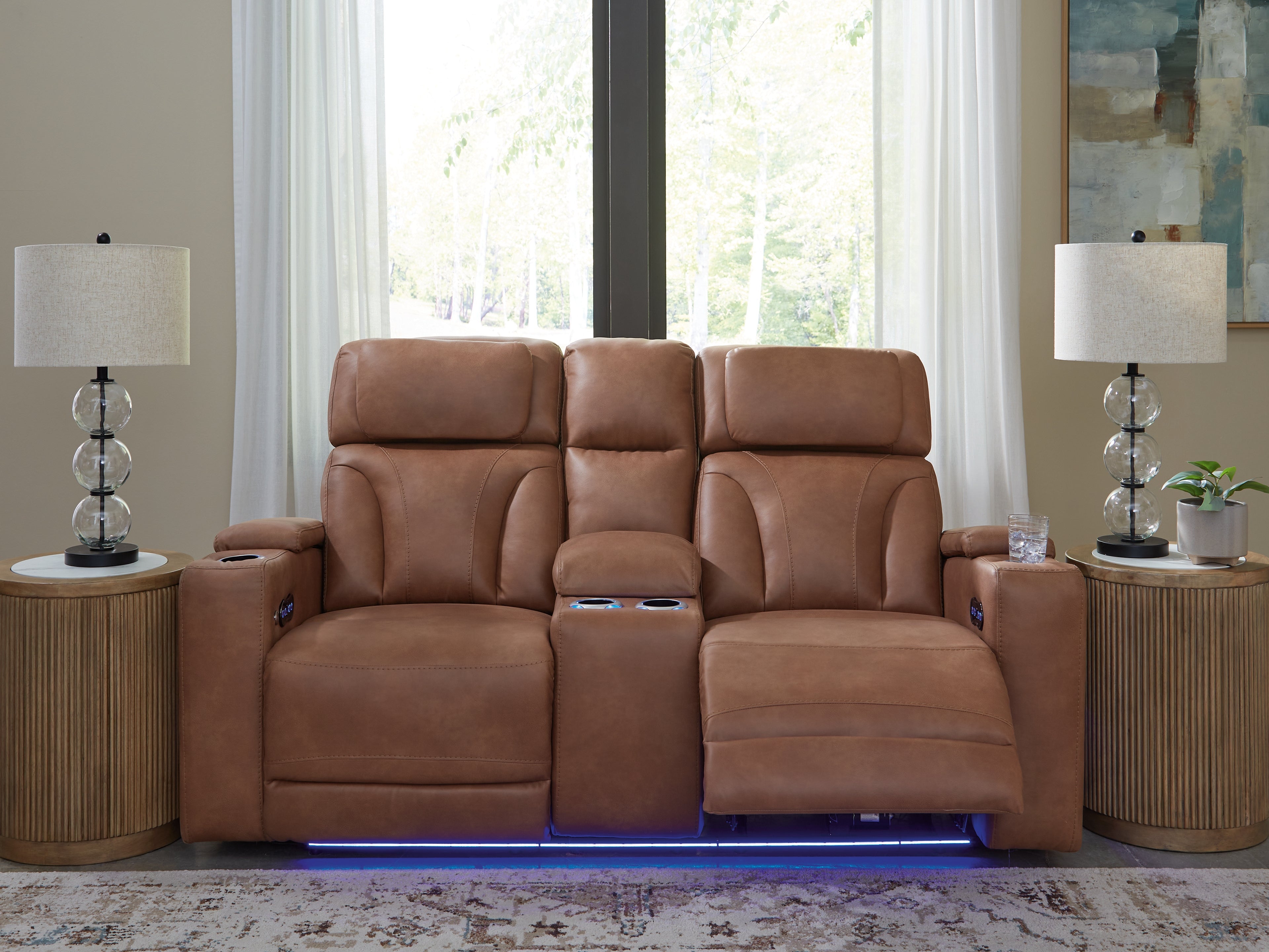 Prime Furniture - Ashley Furniture - Clean-Slate Living Room - PWR REC Loveseat/CON/ADJ HDRST / Caramel - PC5010118