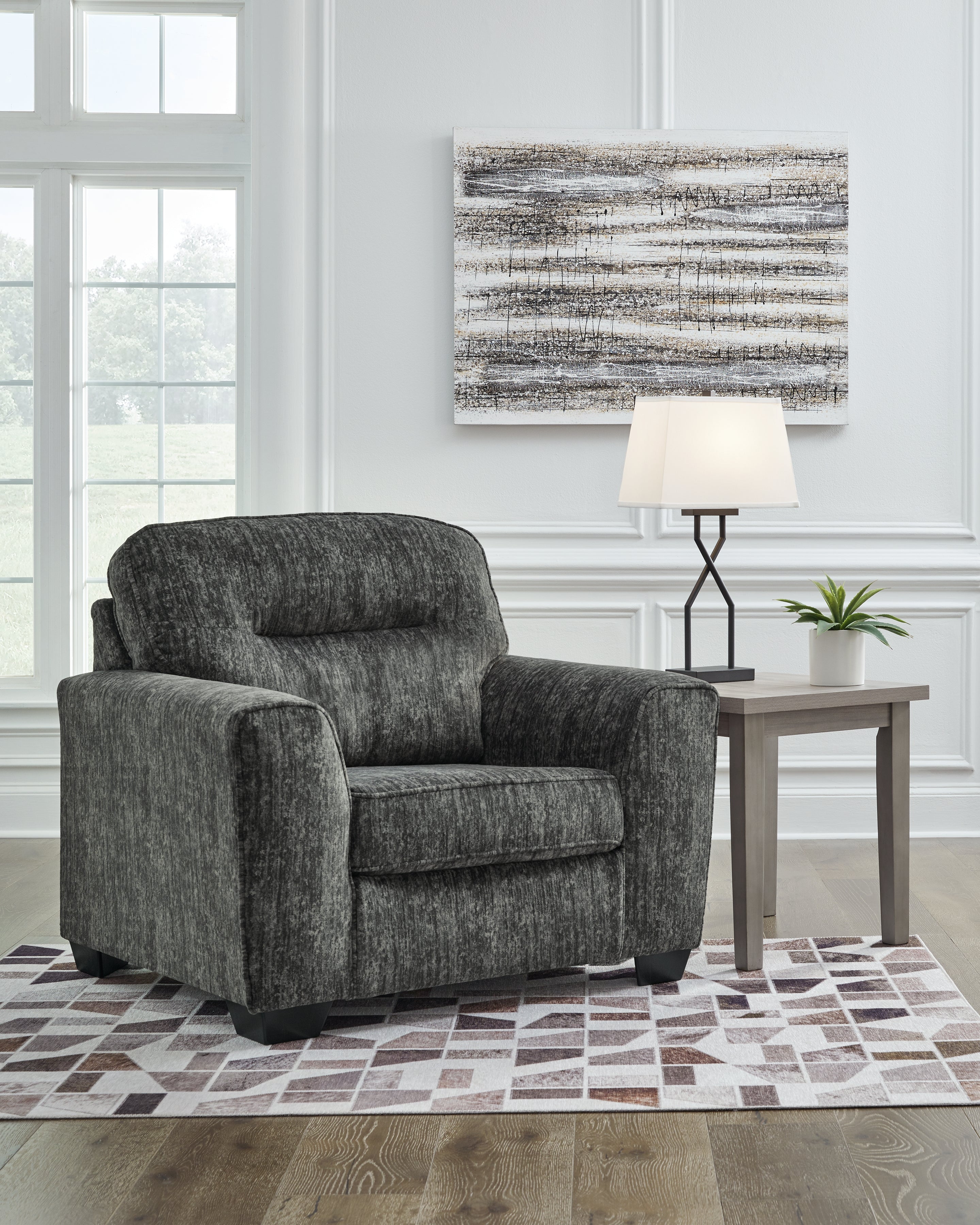 Prime Furniture - Ashley Furniture - Lonoke Living Room - Chair and a Half / Gunmetal - 5050423