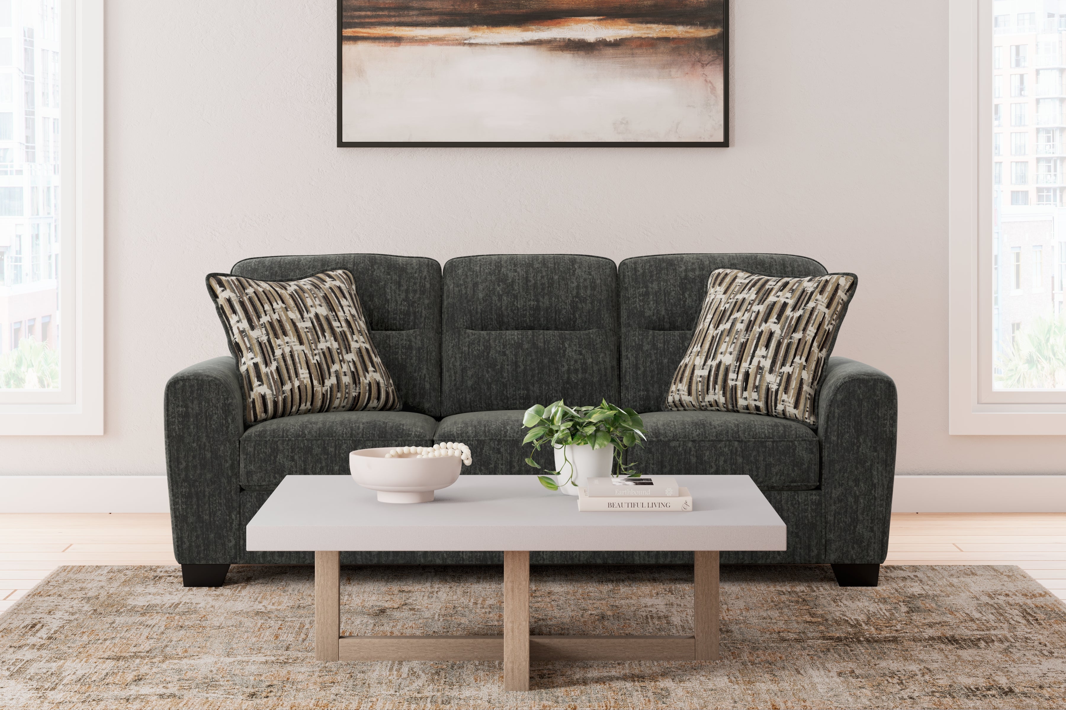 Prime Furniture - Ashley Furniture - Lonoke Living Room - Sofa / Gunmetal - 5050438