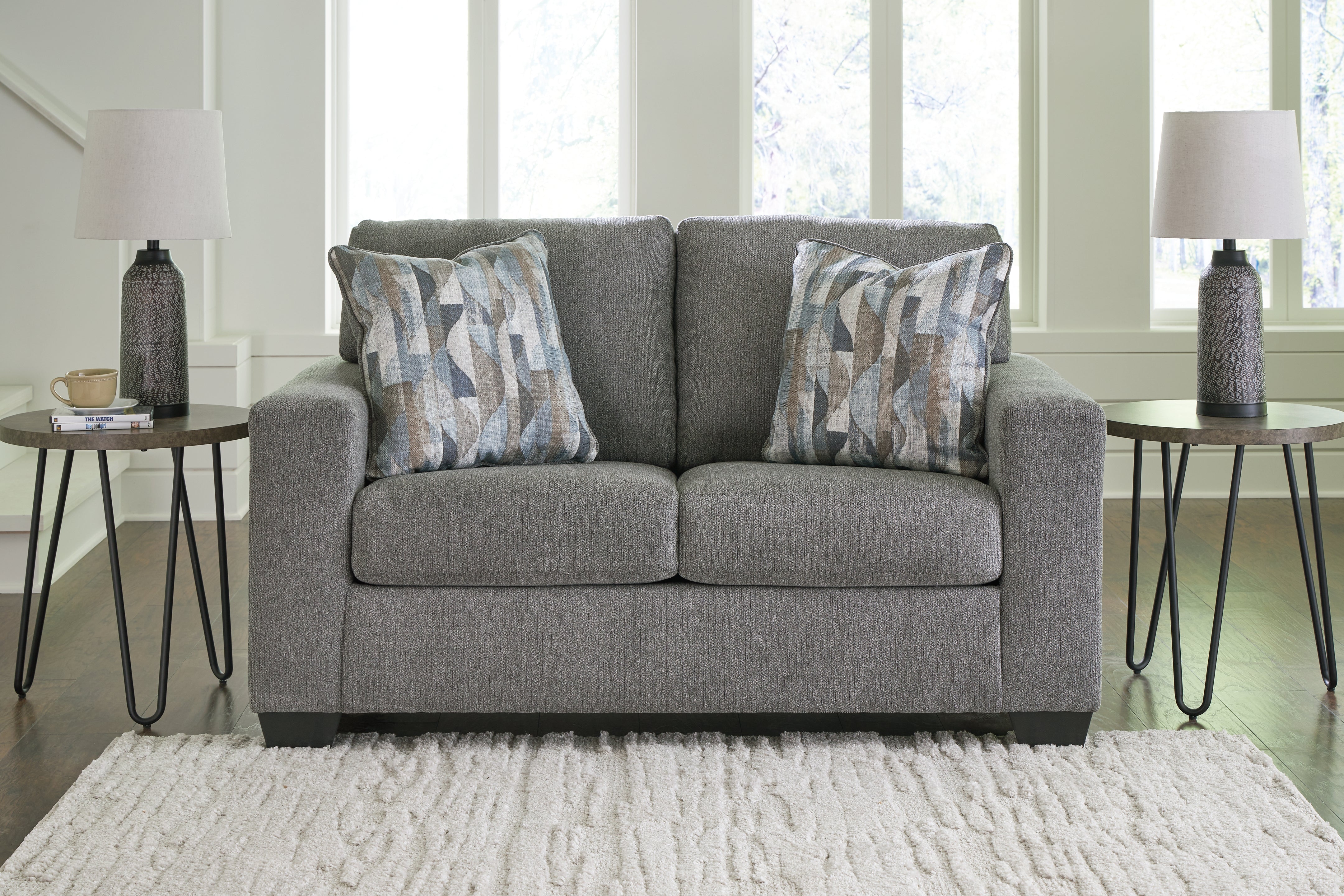 Prime Furniture - Ashley Furniture - Deltona Living Room - Loveseat / Graphite - 5120535