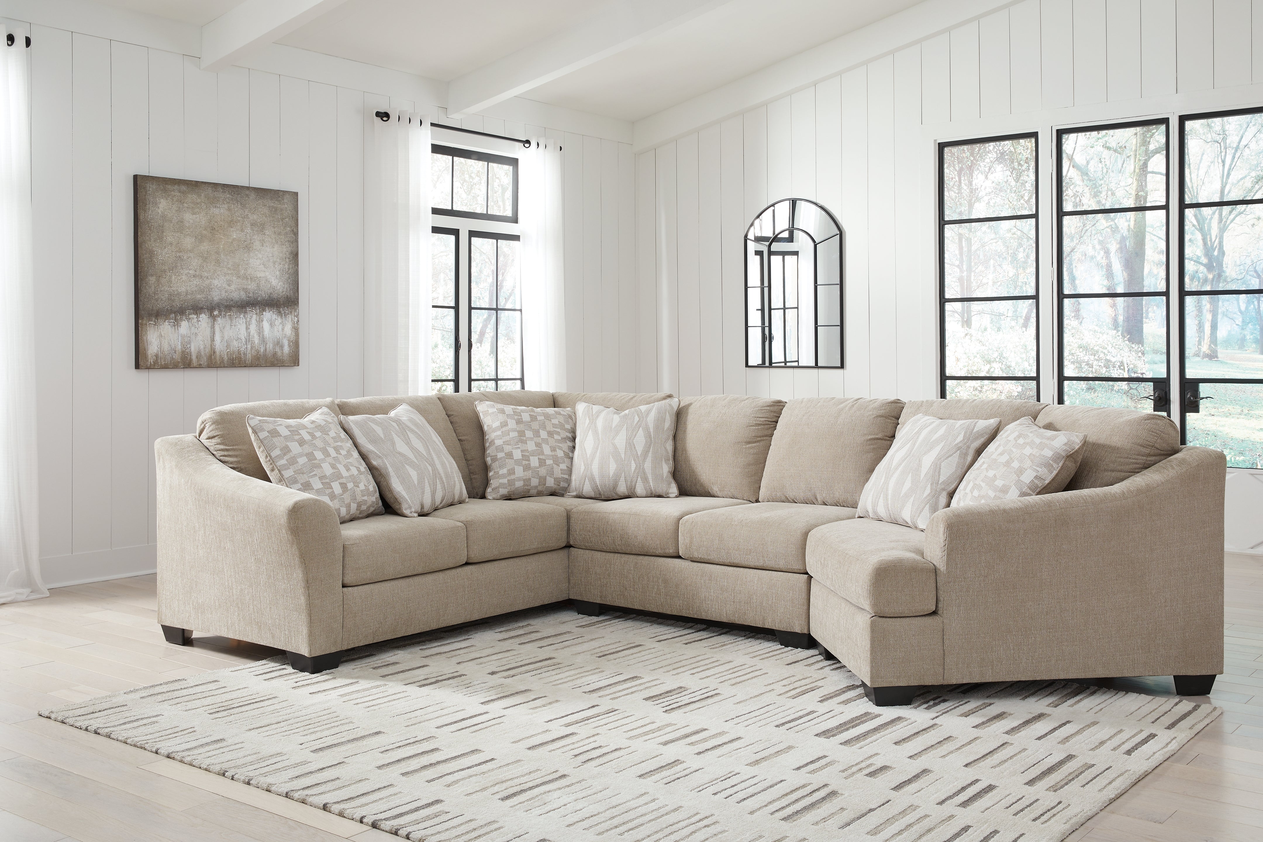Prime Furniture - Ashley Furniture - Brogan Bay Sectional - LAF 3-Piece Sectional with Cuddler / Cork - 52705S1