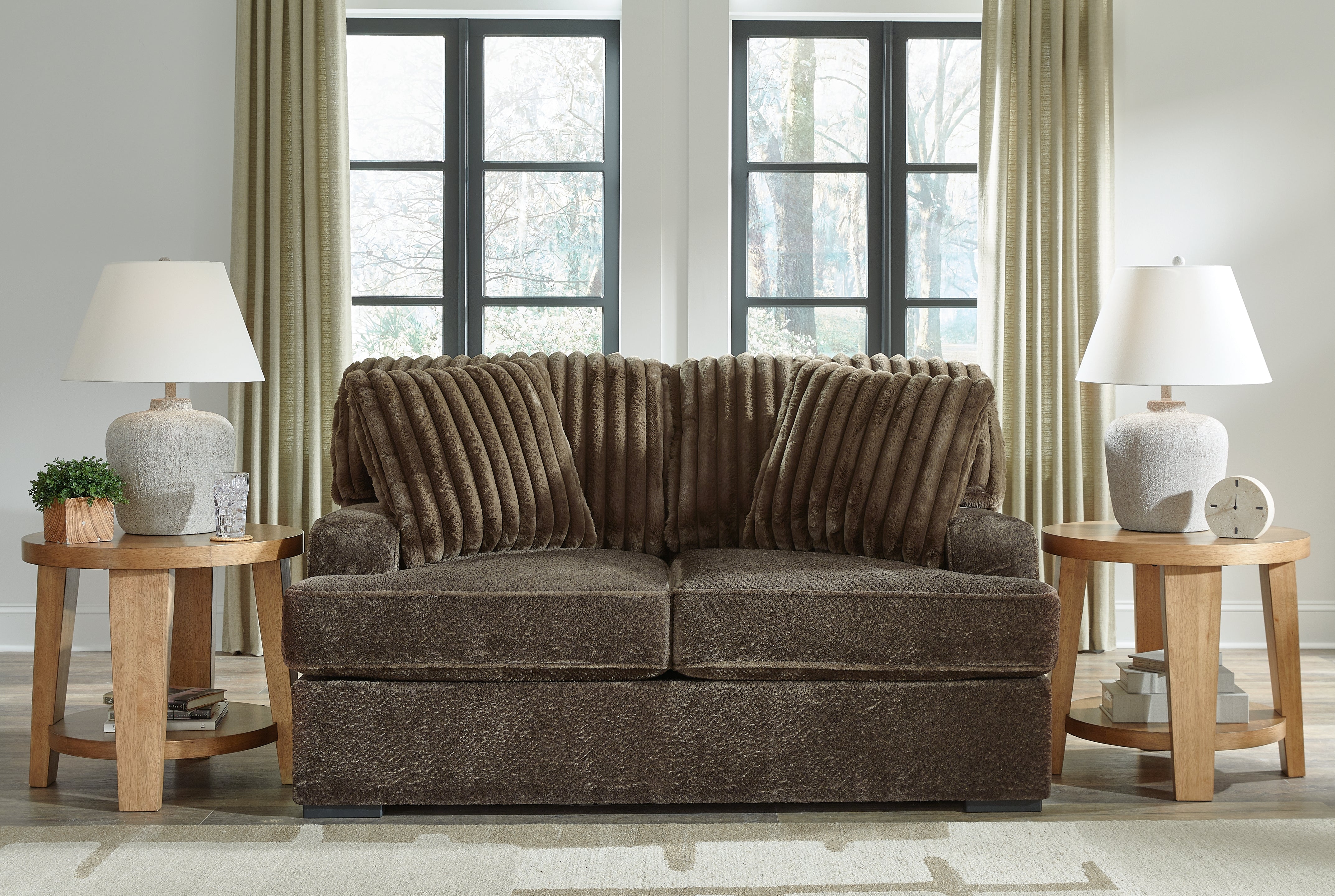 Prime Furniture - Ashley Furniture - Aylesworth Living Room - Loveseat / Chocolate - 5370235