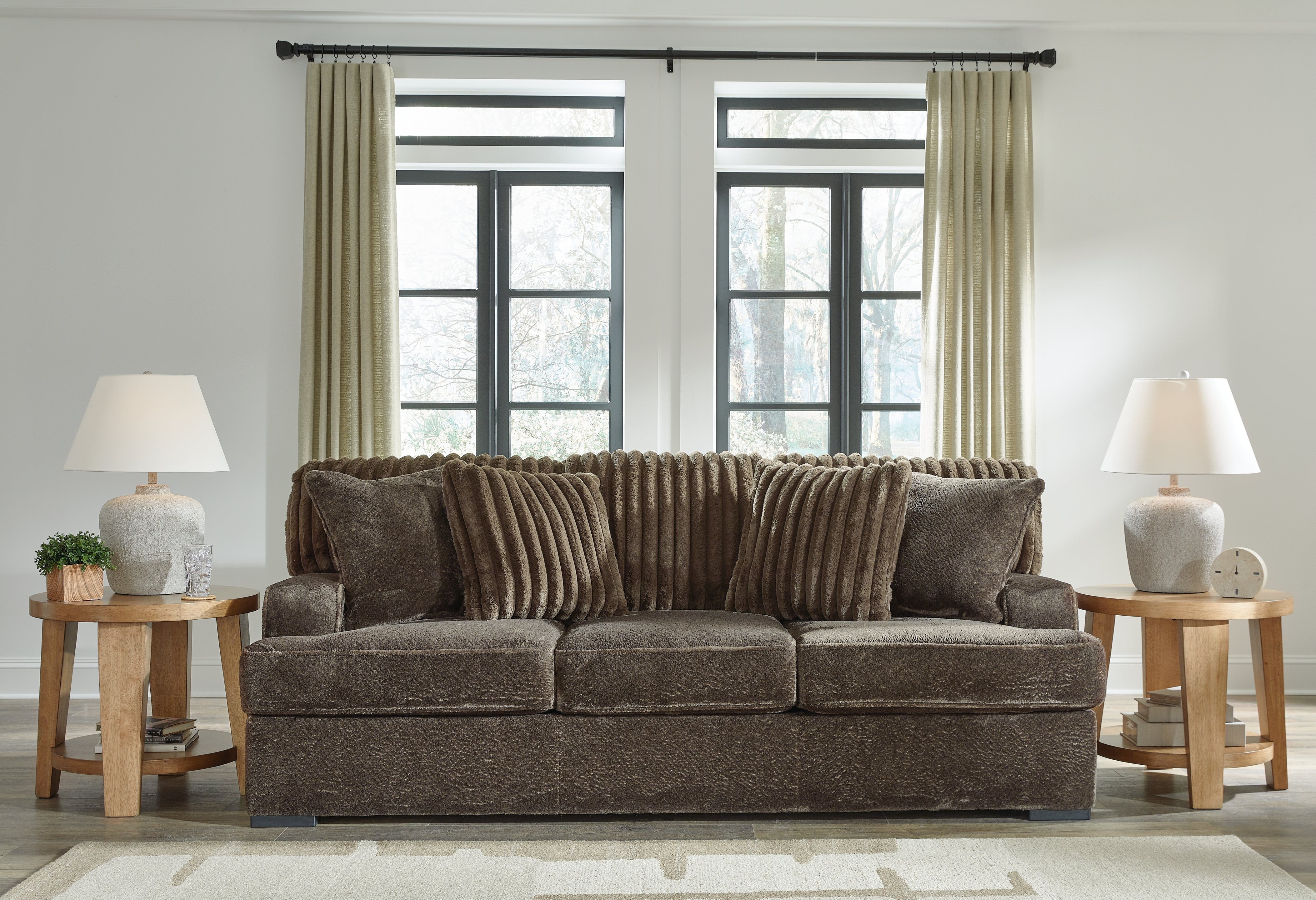 Prime Furniture - Ashley Furniture - Aylesworth Living Room - Sofa / Chocolate - 5370238