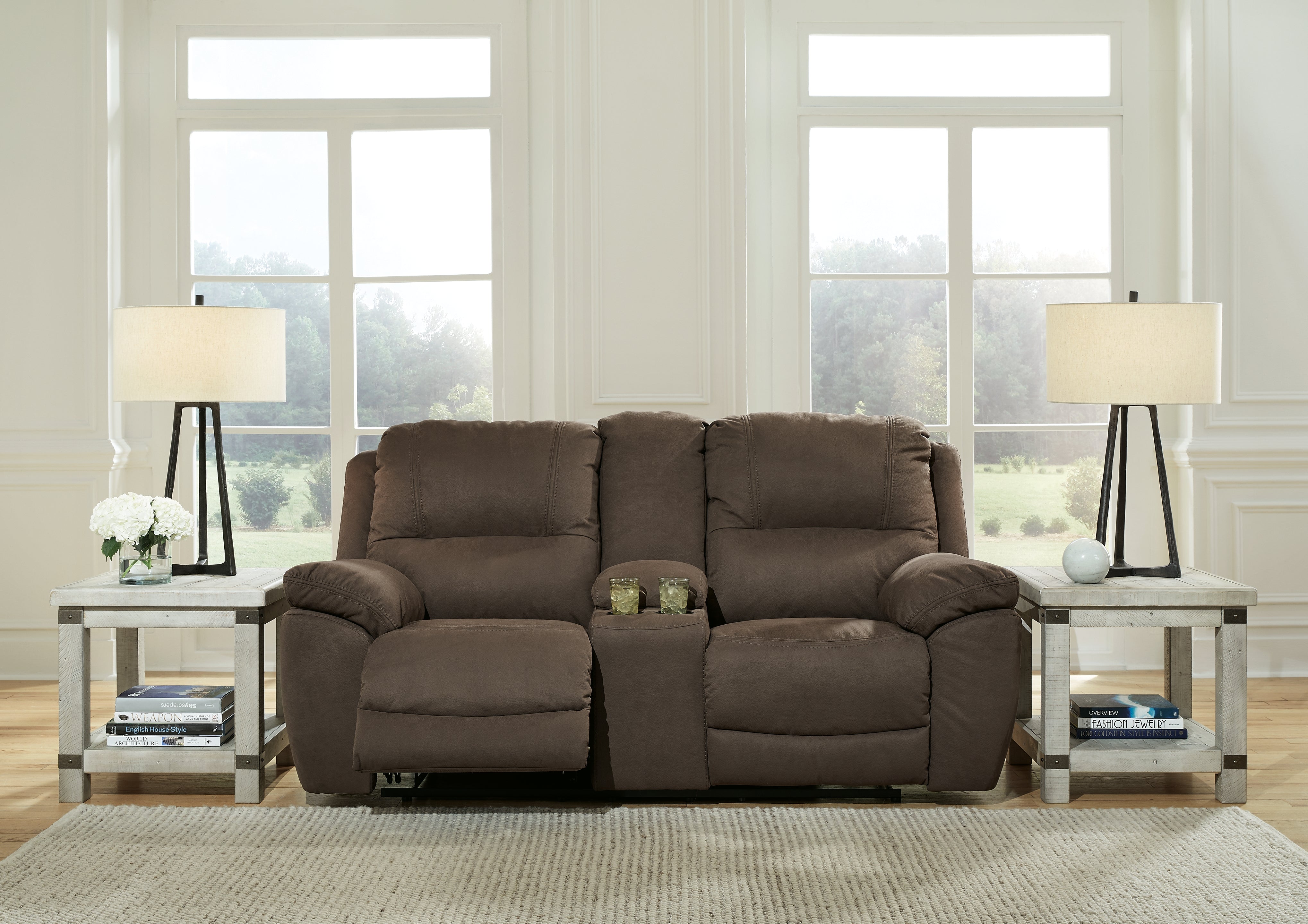 Prime Furniture - Ashley Furniture - Next-Gen Gaucho Living Room - DBL REC PWR Loveseat w/Console / Putty - 5420396