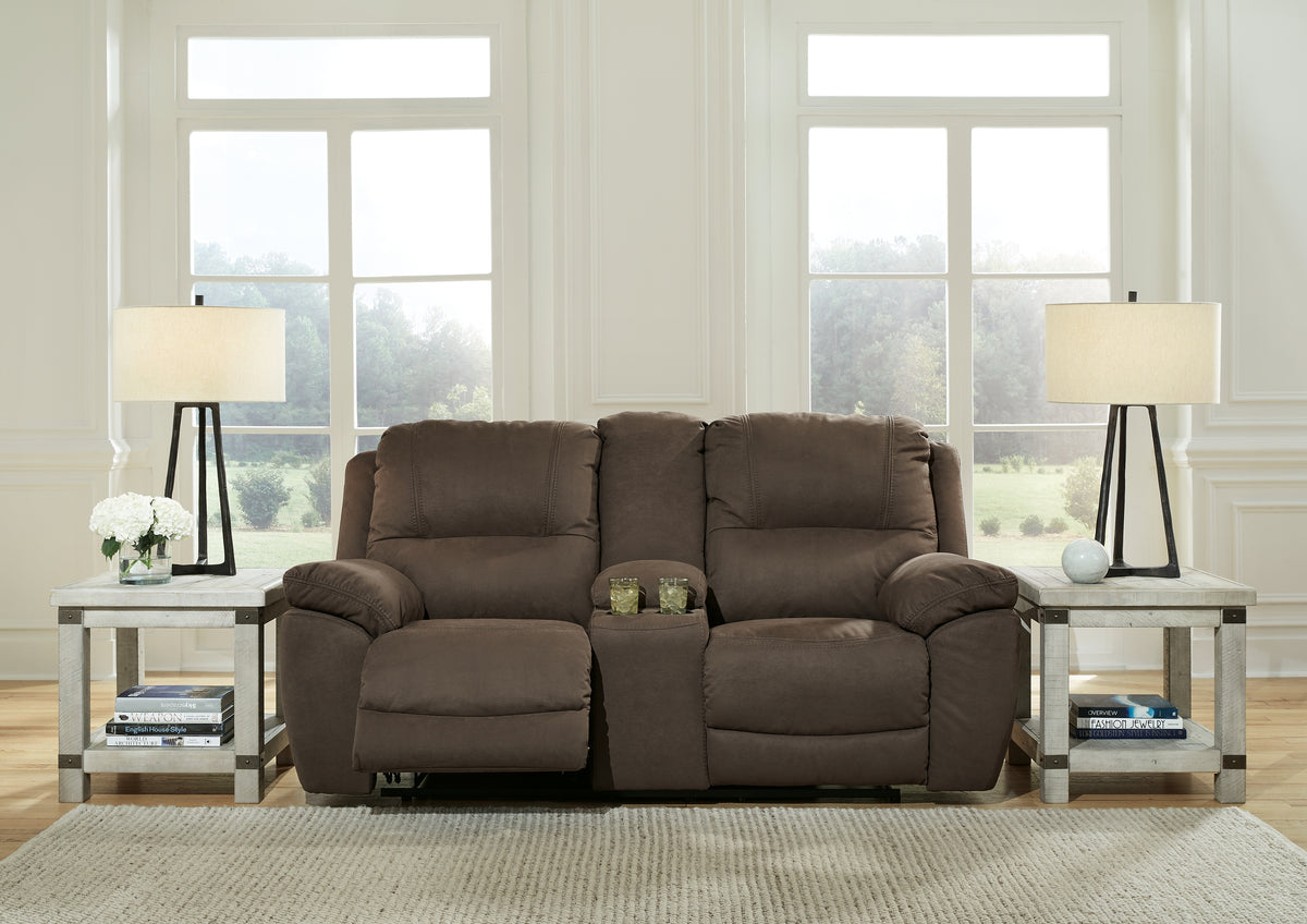 Prime Furniture - Ashley Furniture - Next-Gen Gaucho Living Room - DBL REC PWR Loveseat w/Console / Putty - 5420396