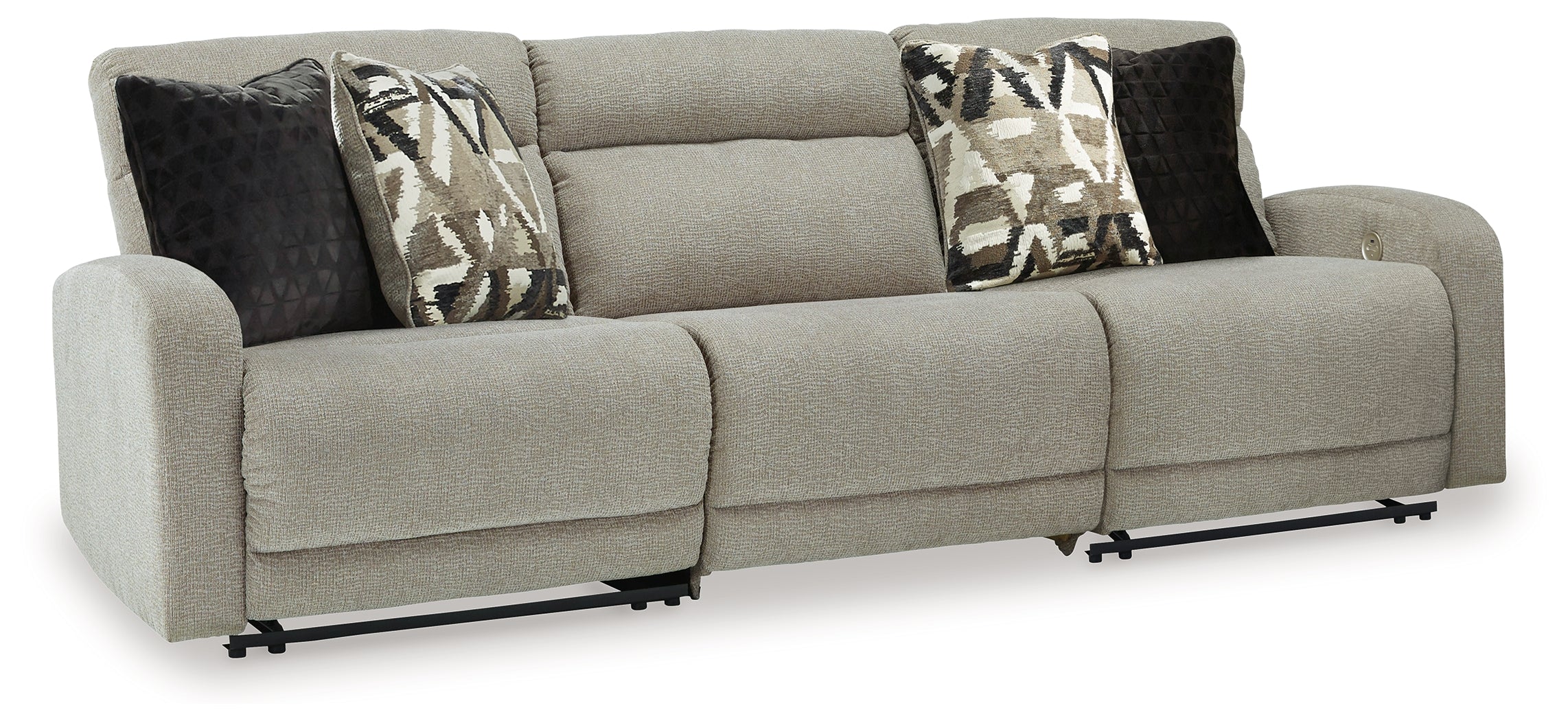 Prime Furniture - Ashley Furniture - Colleyville Sectional - 3-Piece Power Reclining Sectional Sofa / Stone - 54405S8