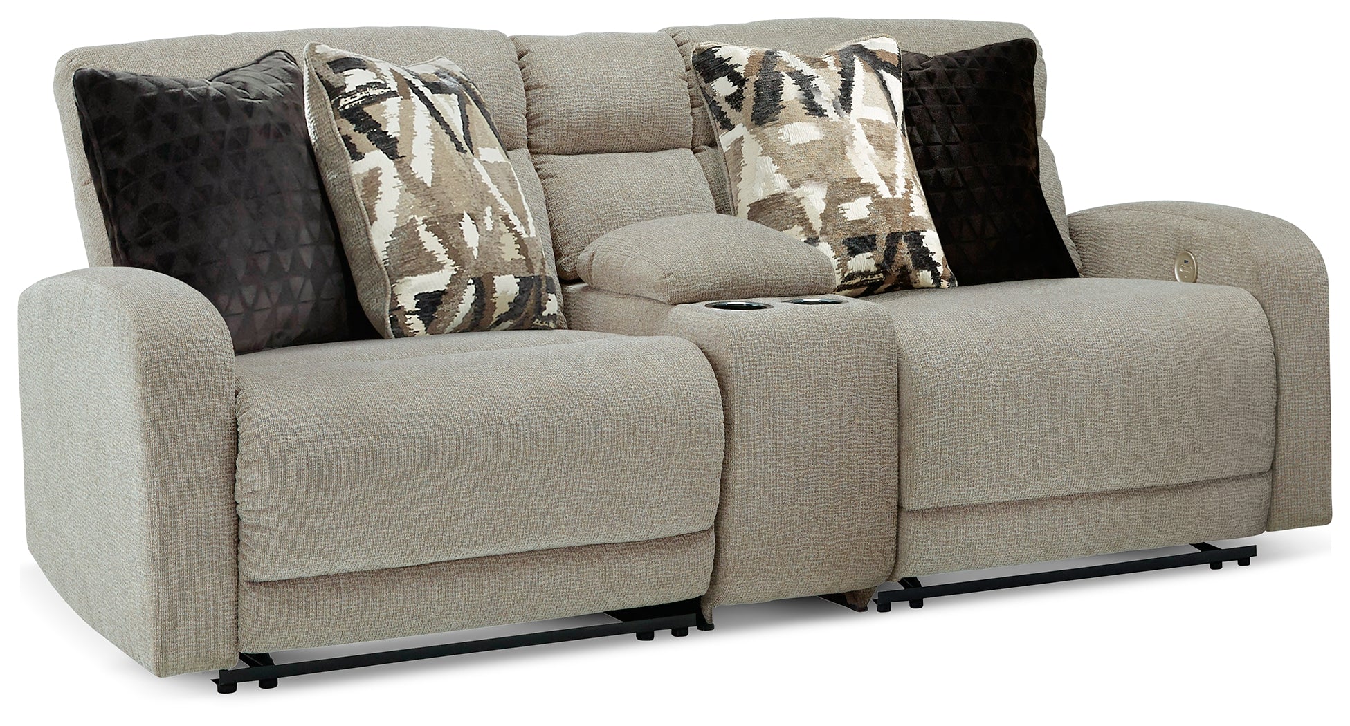 Prime Furniture - Ashley Furniture - Colleyville Sectional - 3-Piece Power Reclining Sectional / Stone - 54405S1