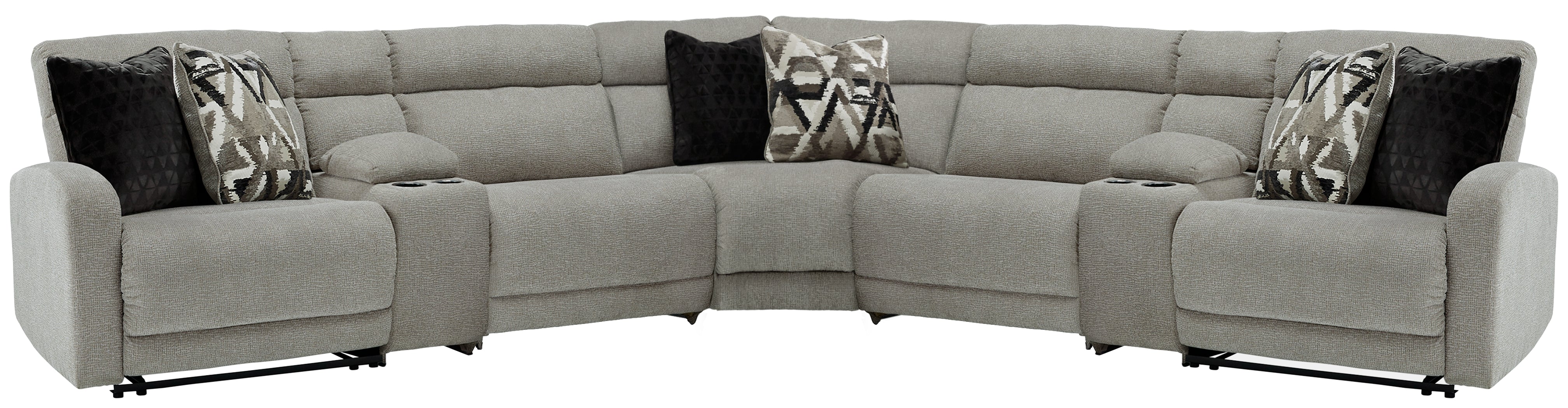 Prime Furniture - Ashley Furniture - Colleyville Sectional - 7-Piece Power Reclining Sectional / Stone - 54405S10