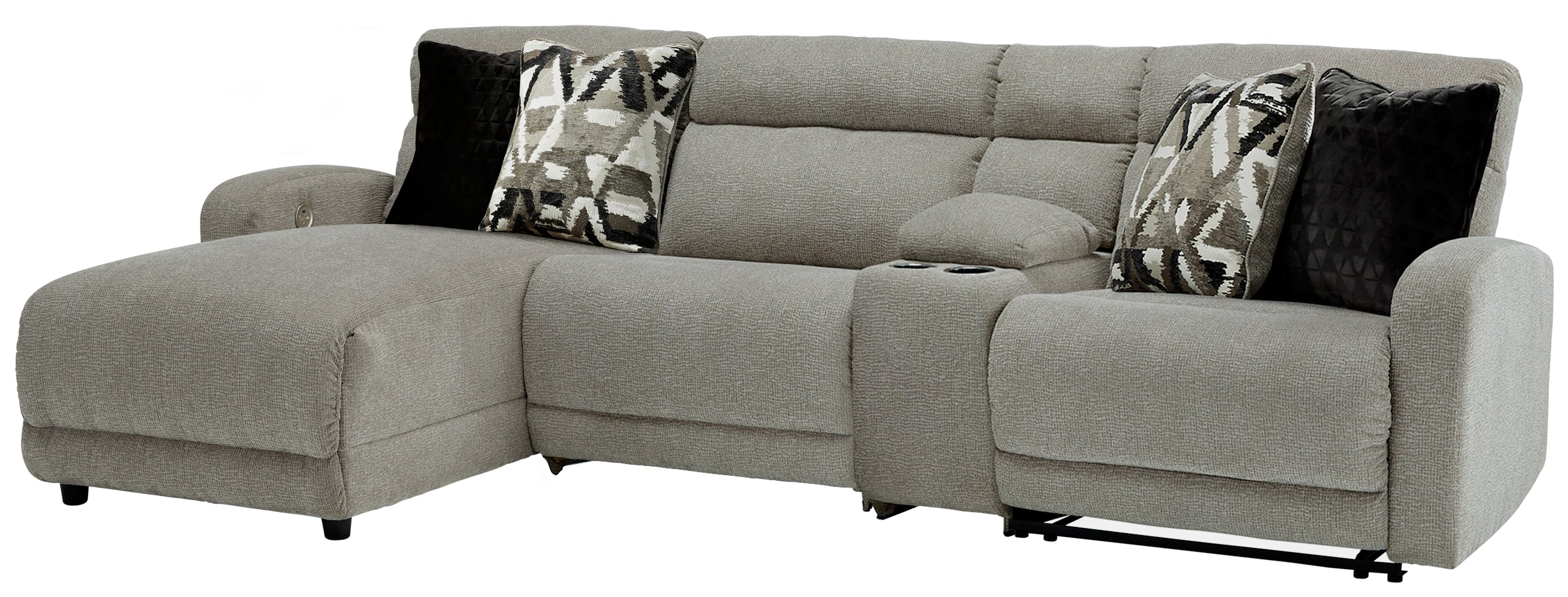 Prime Furniture - Ashley Furniture - Colleyville Sectional - 4-Piece Power Reclining Sectional with Chaise / Stone - 54405S5
