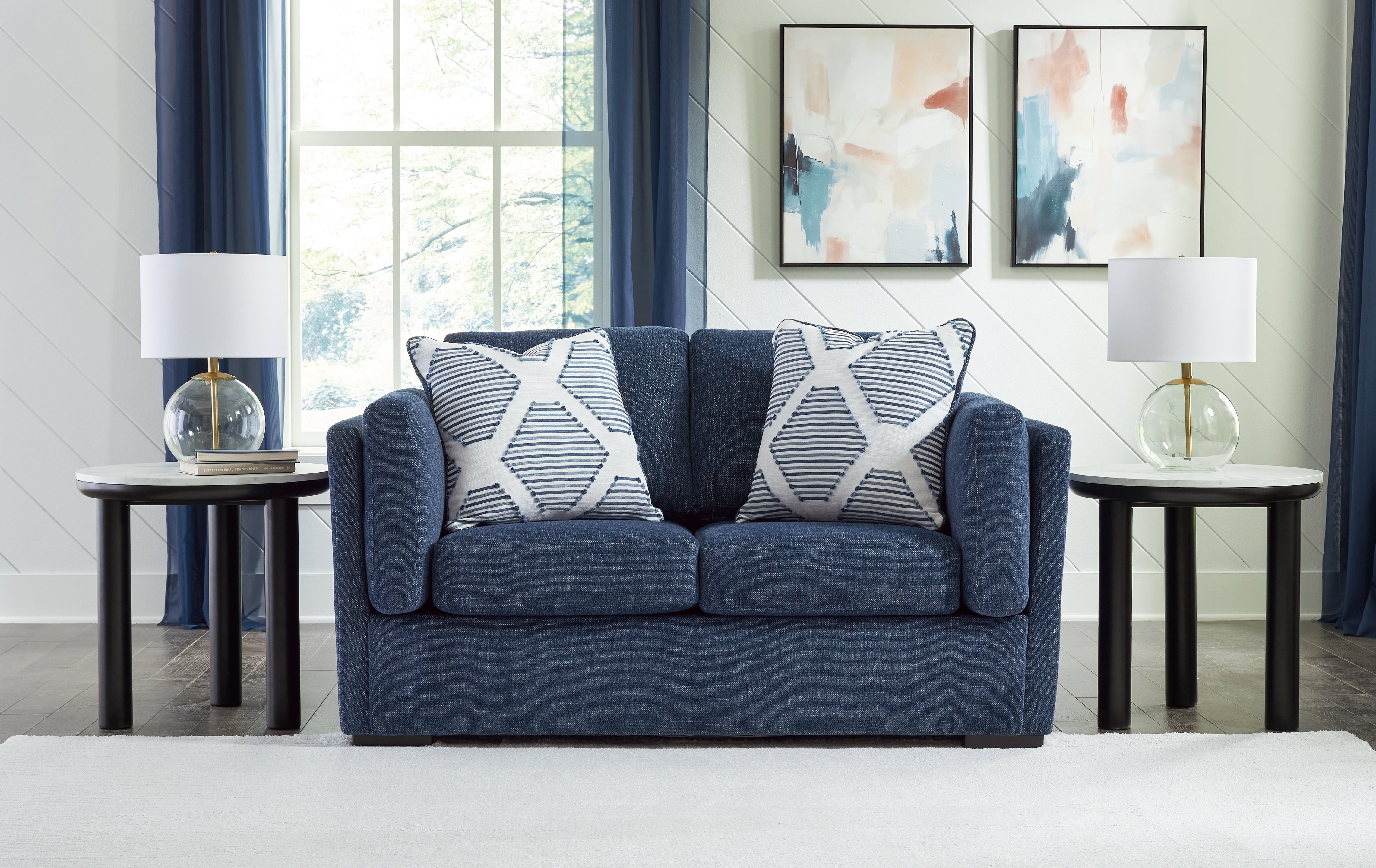 Prime Furniture - Ashley Furniture - Evansley Living Room - Loveseat / Navy - 5450235