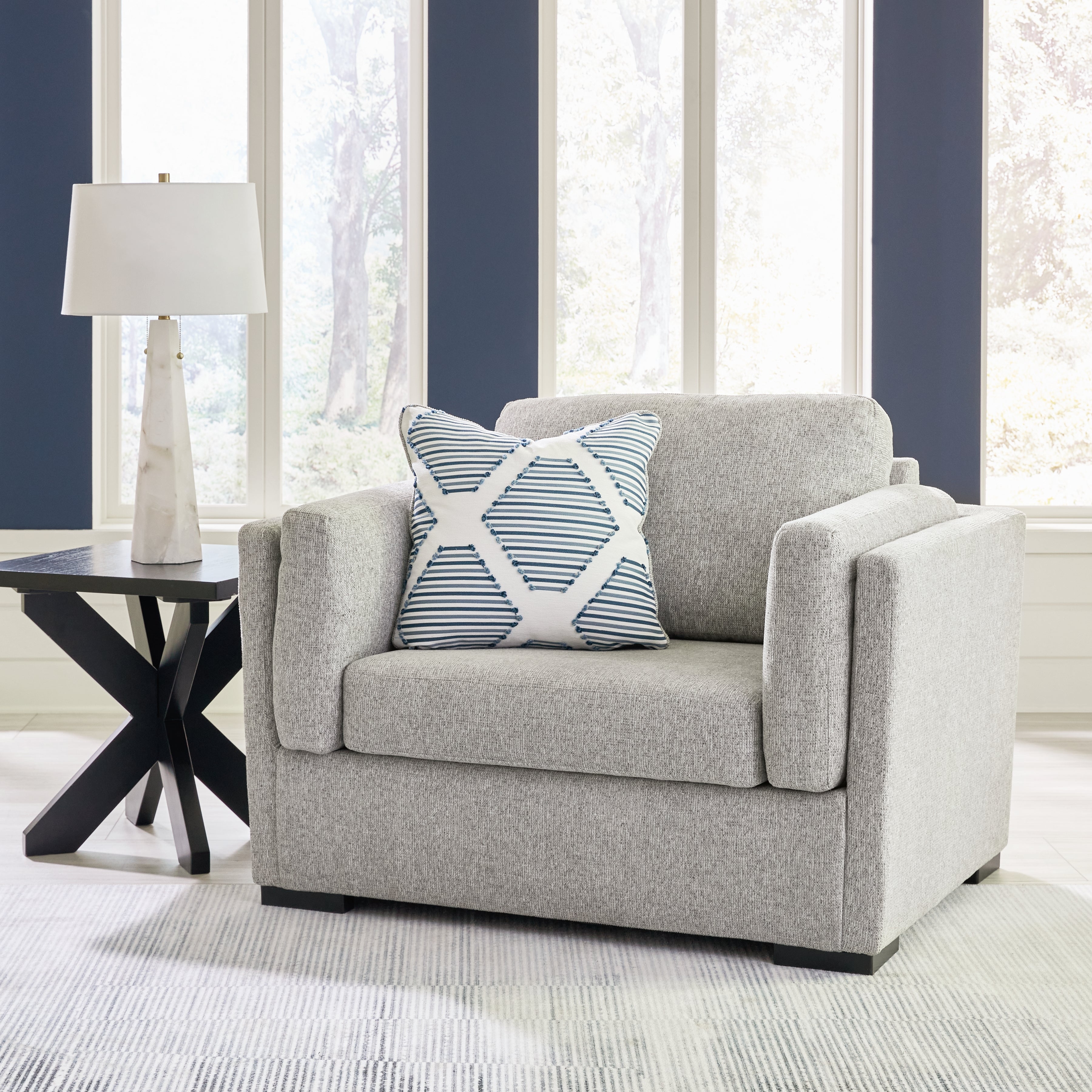 Prime Furniture - Ashley Furniture - Evansley Living Room - Chair and a Half / Pewter - 5450323