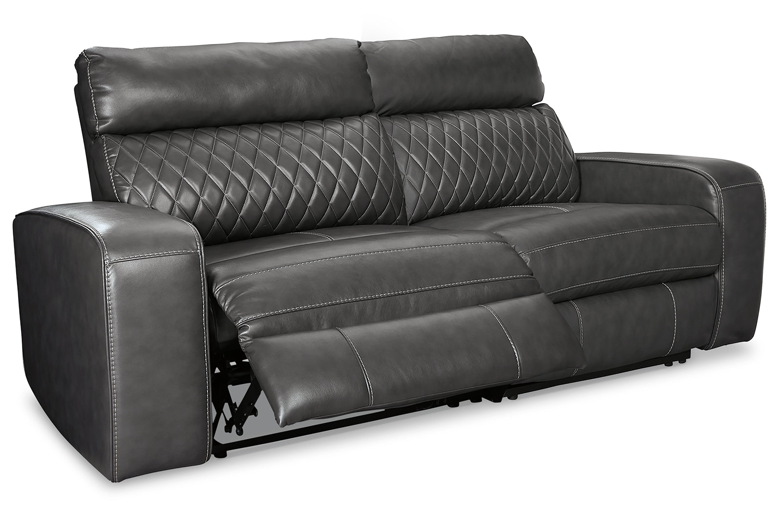 Prime Furniture - Ashley Furniture - Samperstone Sectional - 2-Piece Power Reclining Sectional Loveseat / Gray - 55203S5