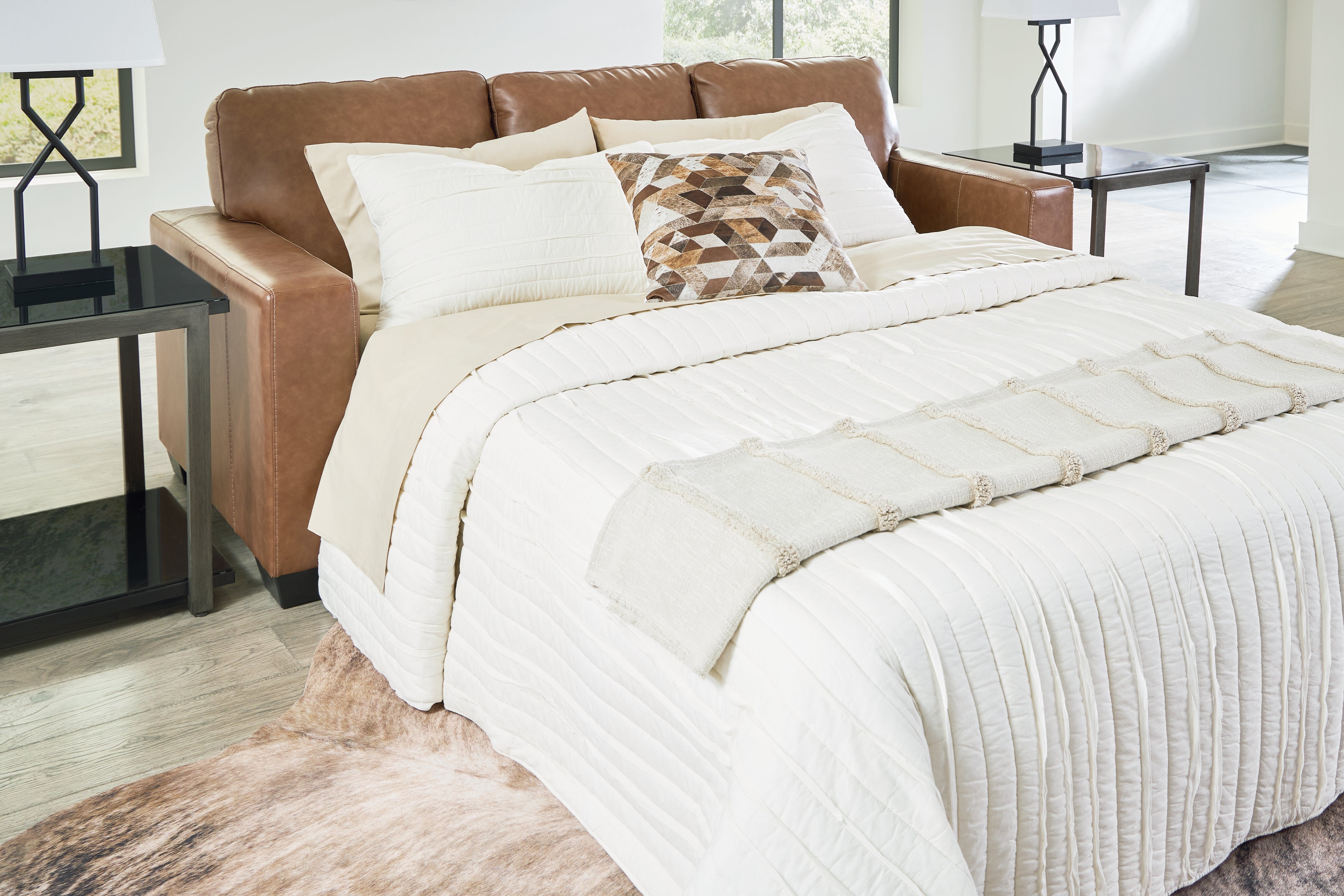 Prime Furniture - Ashley Furniture - Bolsena Living Room - Queen Sofa Sleeper / Caramel - 5560339