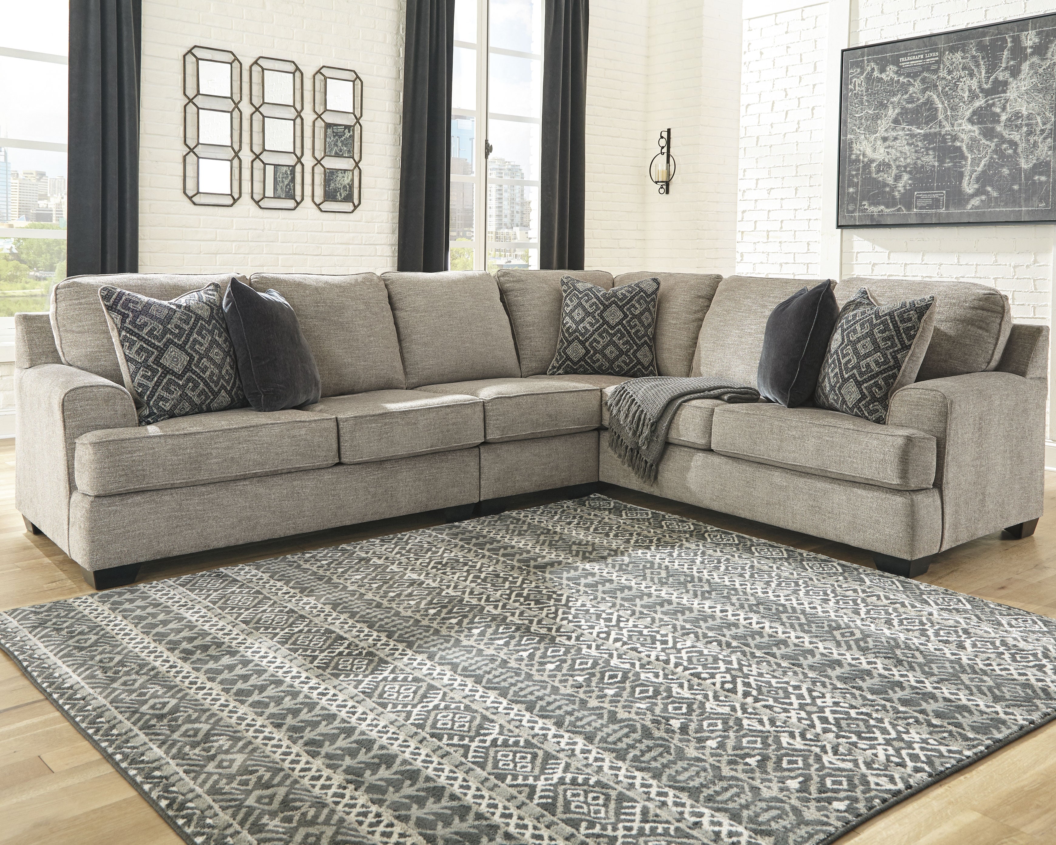 Prime Furniture - Ashley Furniture - Bovarian Sectional - RAF 4-Piece Sectional / Stone - 56103S5