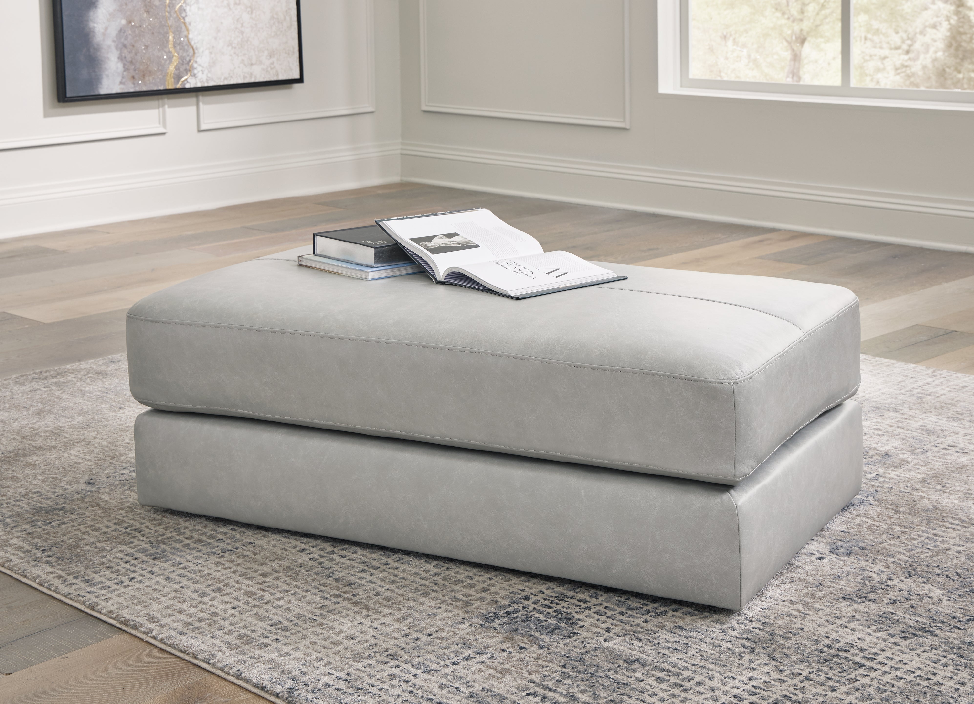 Prime Furniture - Ashley Furniture - Amiata Living Room - Oversized Accent Ottoman / Glacier - 5740408