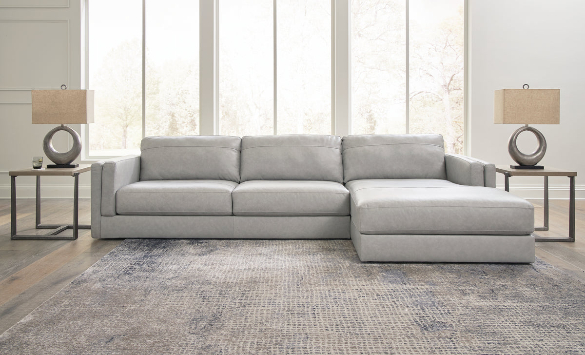 Prime Furniture - Ashley Furniture - Amiata Sectional - LAF 2-Piece Sectional with Chaise / Glacier - 57404S2