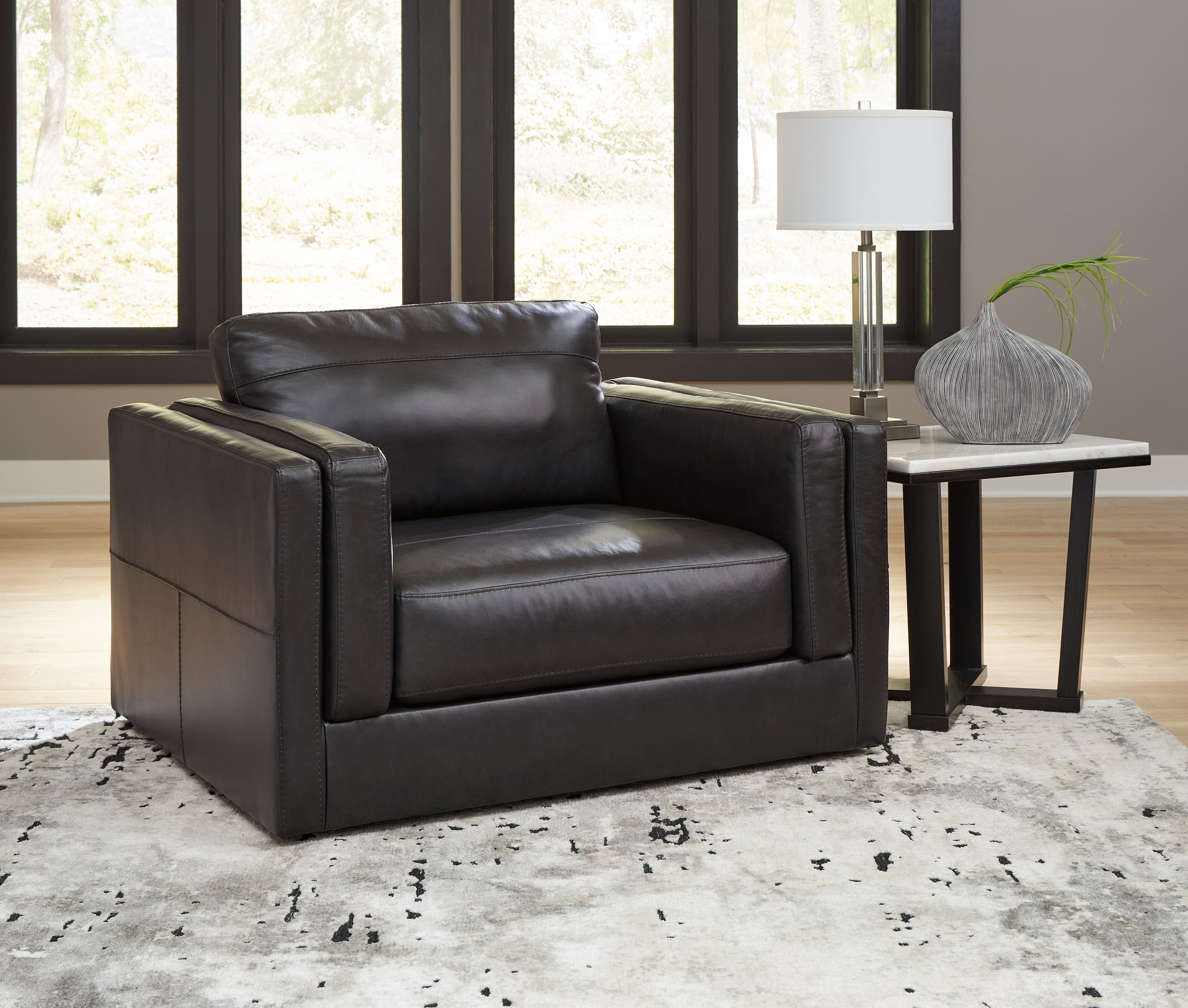 Prime Furniture - Ashley Furniture - Amiata Living Room - Chair and a Half / Onyx - 5740523