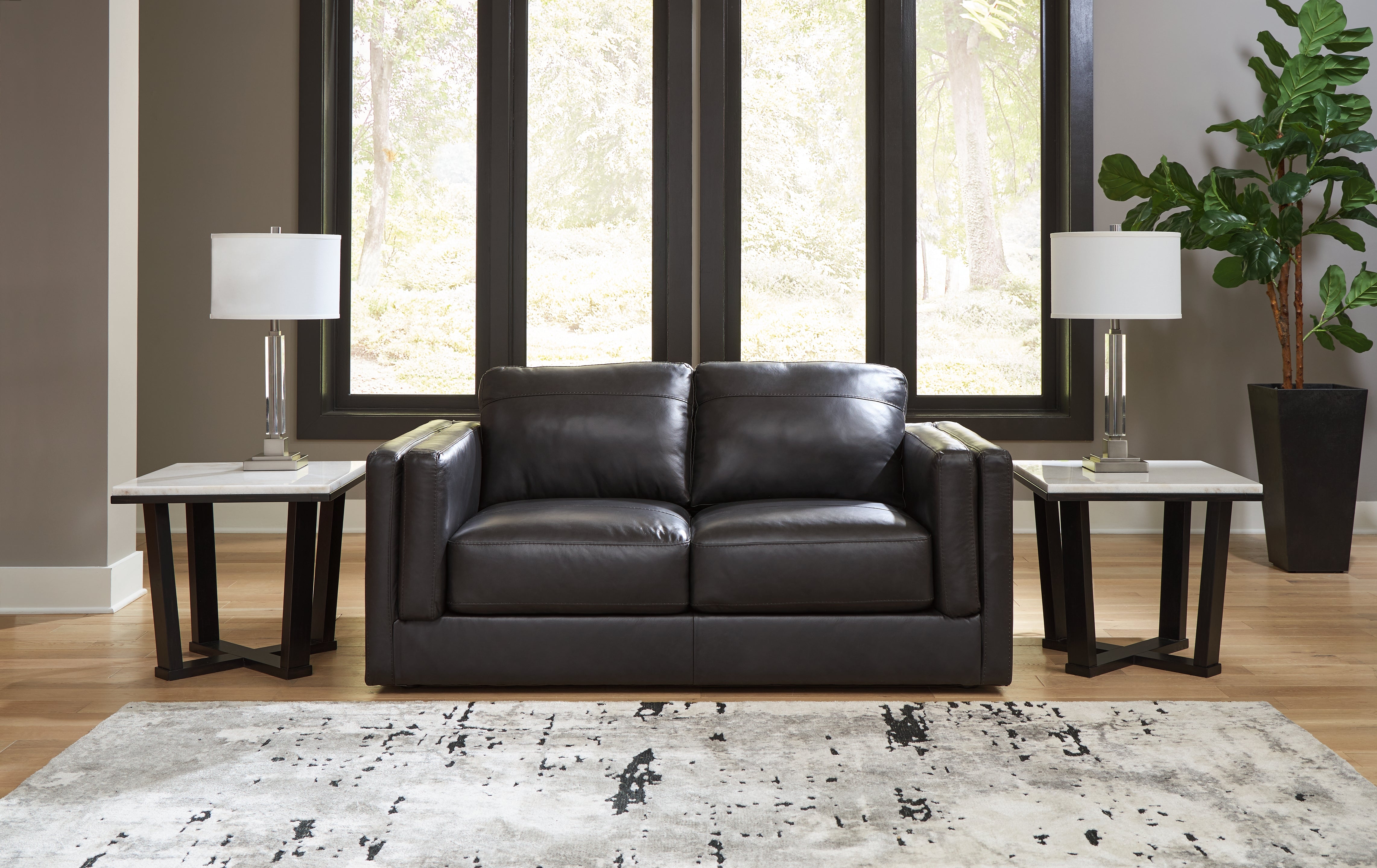 Prime Furniture - Ashley Furniture - Amiata Living Room - Loveseat / Onyx - 5740535