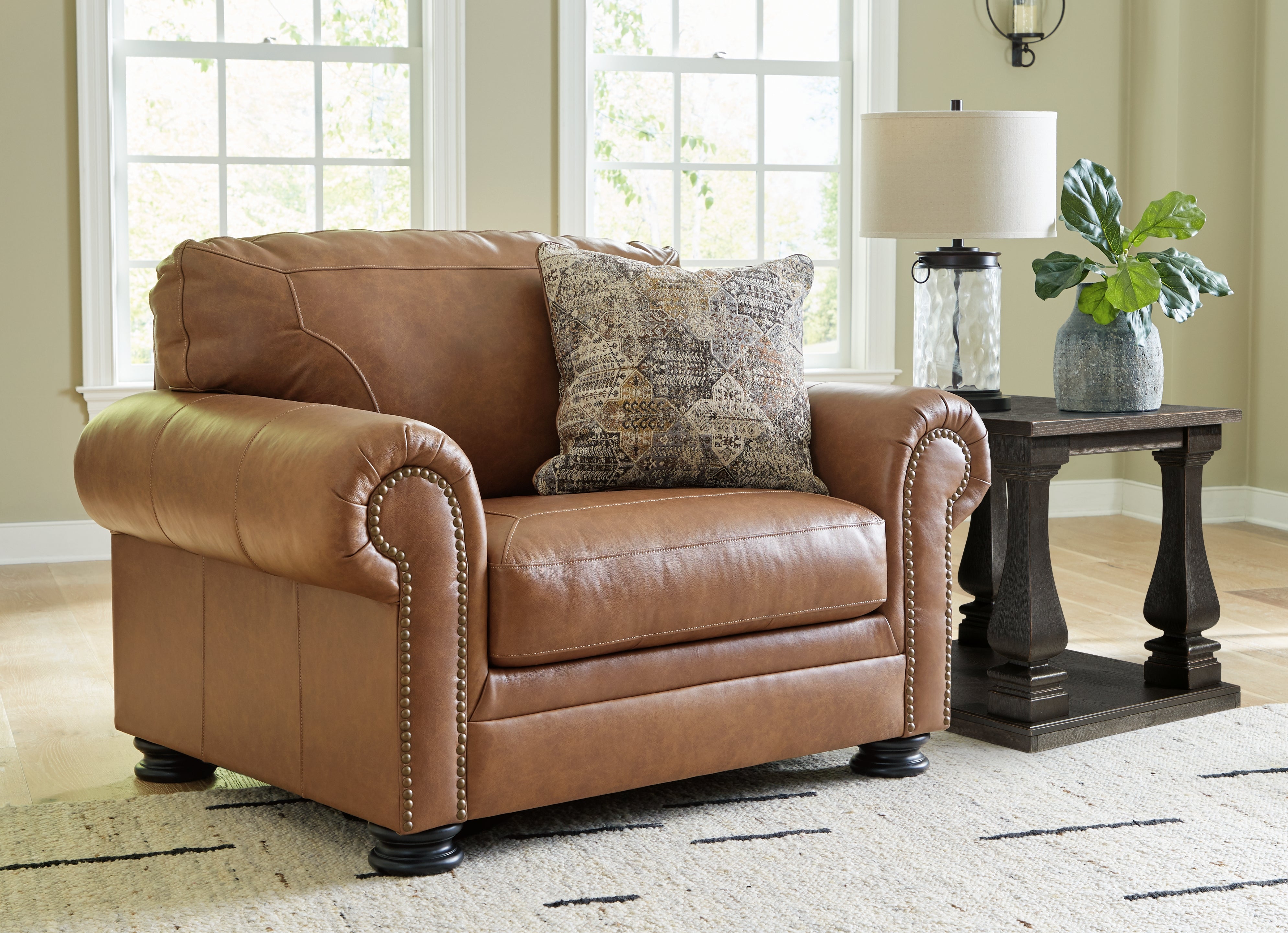 Prime Furniture - Ashley Furniture - Carianna Living Room - Chair and a Half / Caramel - 5760423