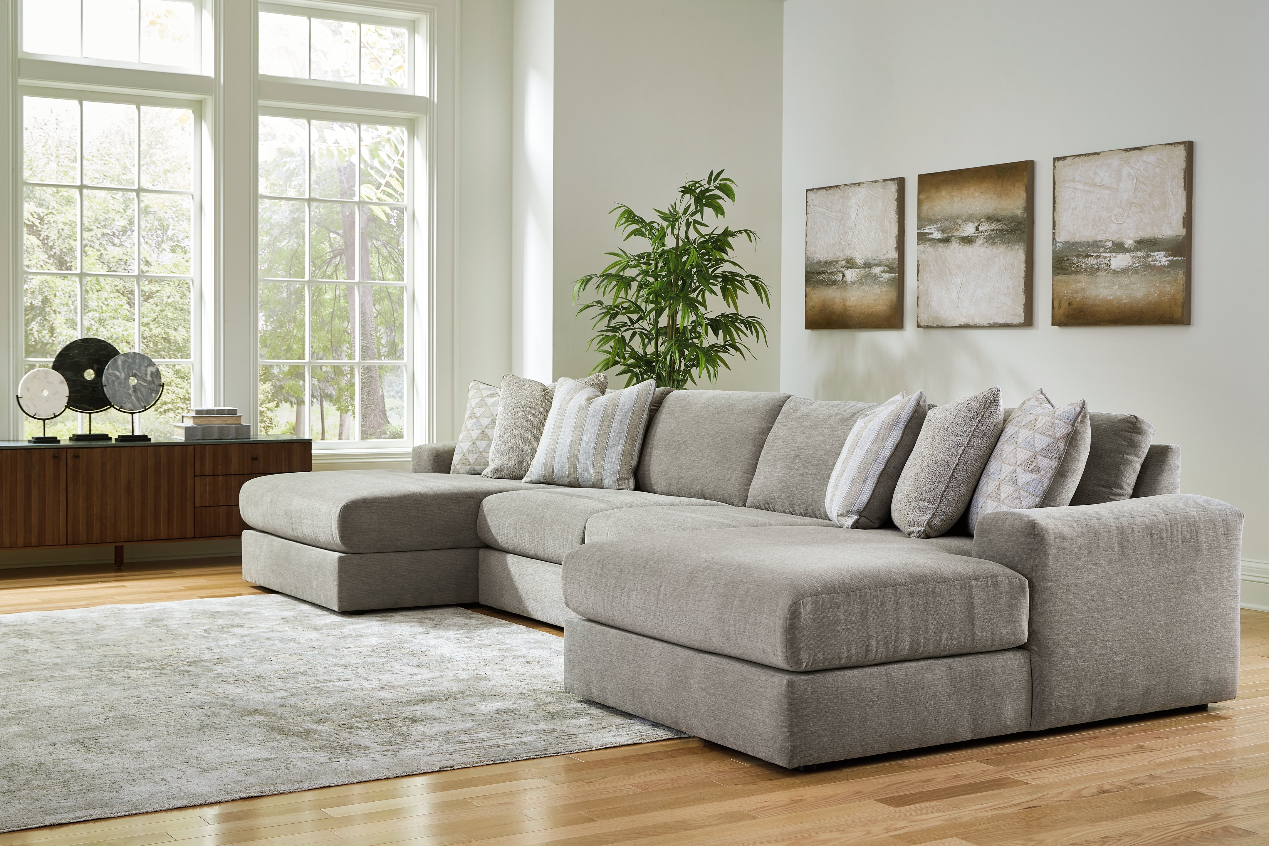 Prime Furniture - Ashley Furniture - Avaliyah Sectional - RAF 4-Piece Double Chaise Sectional / Ash - 58103S11