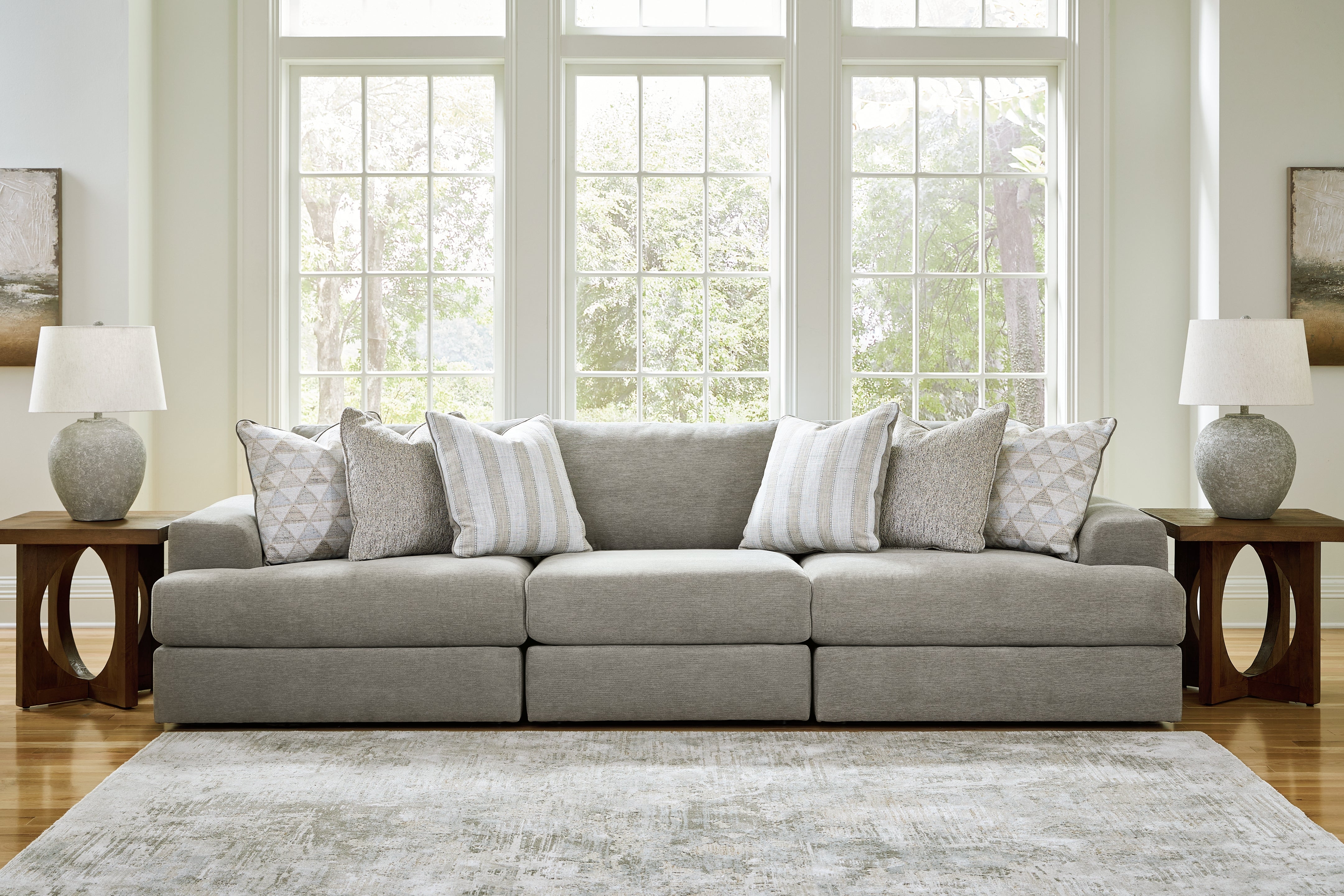 Prime Furniture - Ashley Furniture - Avaliyah Sectional - RAF 3-Piece Sectional Sofa / Ash - 58103S2
