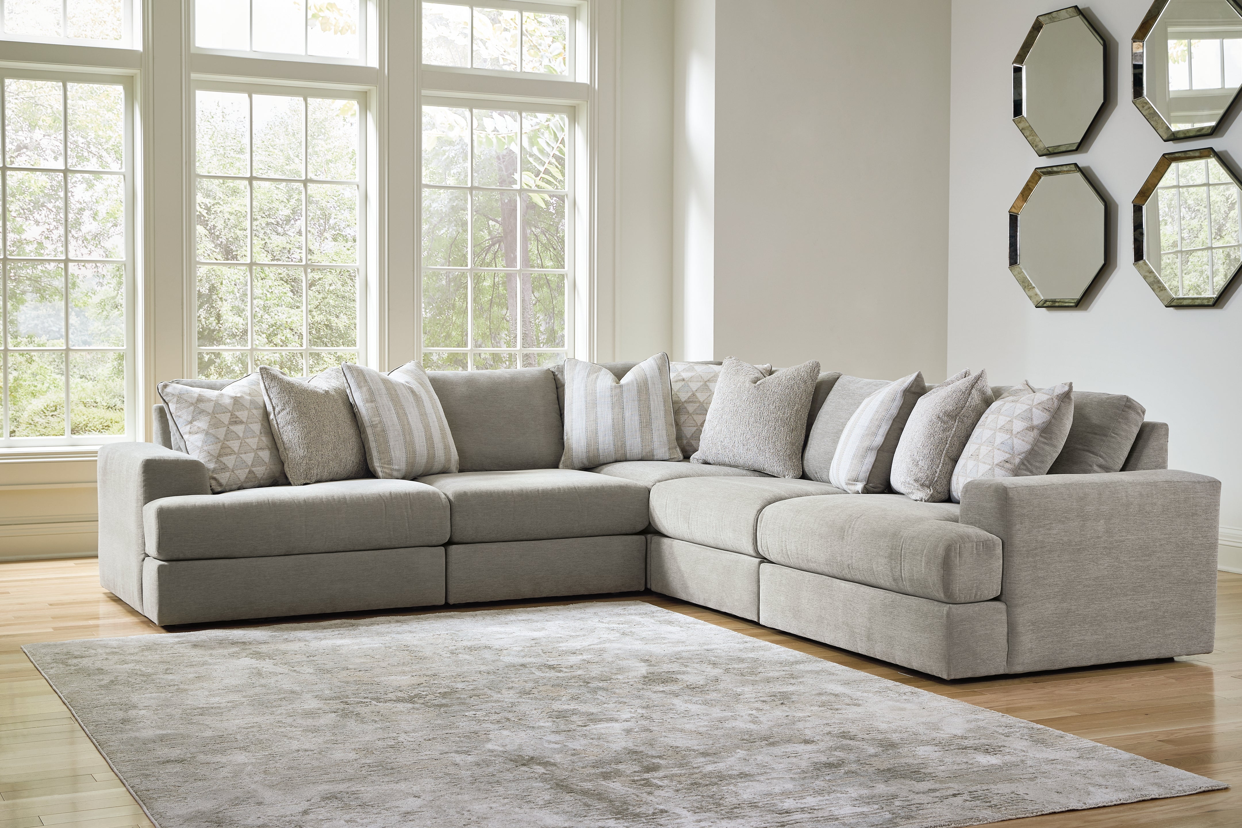 Prime Furniture - Ashley Furniture - Avaliyah Sectional - RAF 5-Piece Sectional / Ash - 58103S6