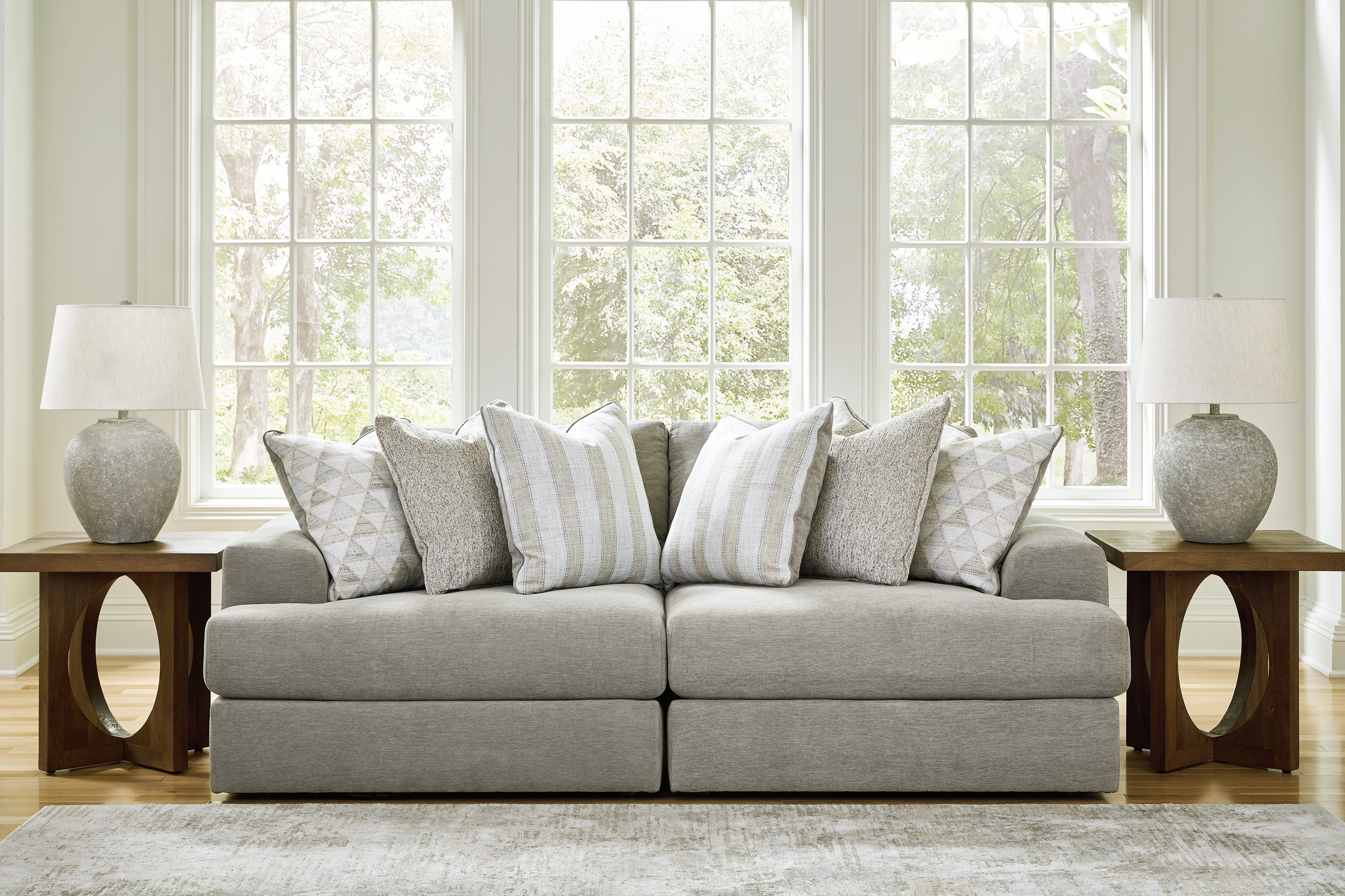Prime Furniture - Ashley Furniture - Avaliyah Sectional - RAF 2-Piece Sectional Loveseat / Ash - 58103S1