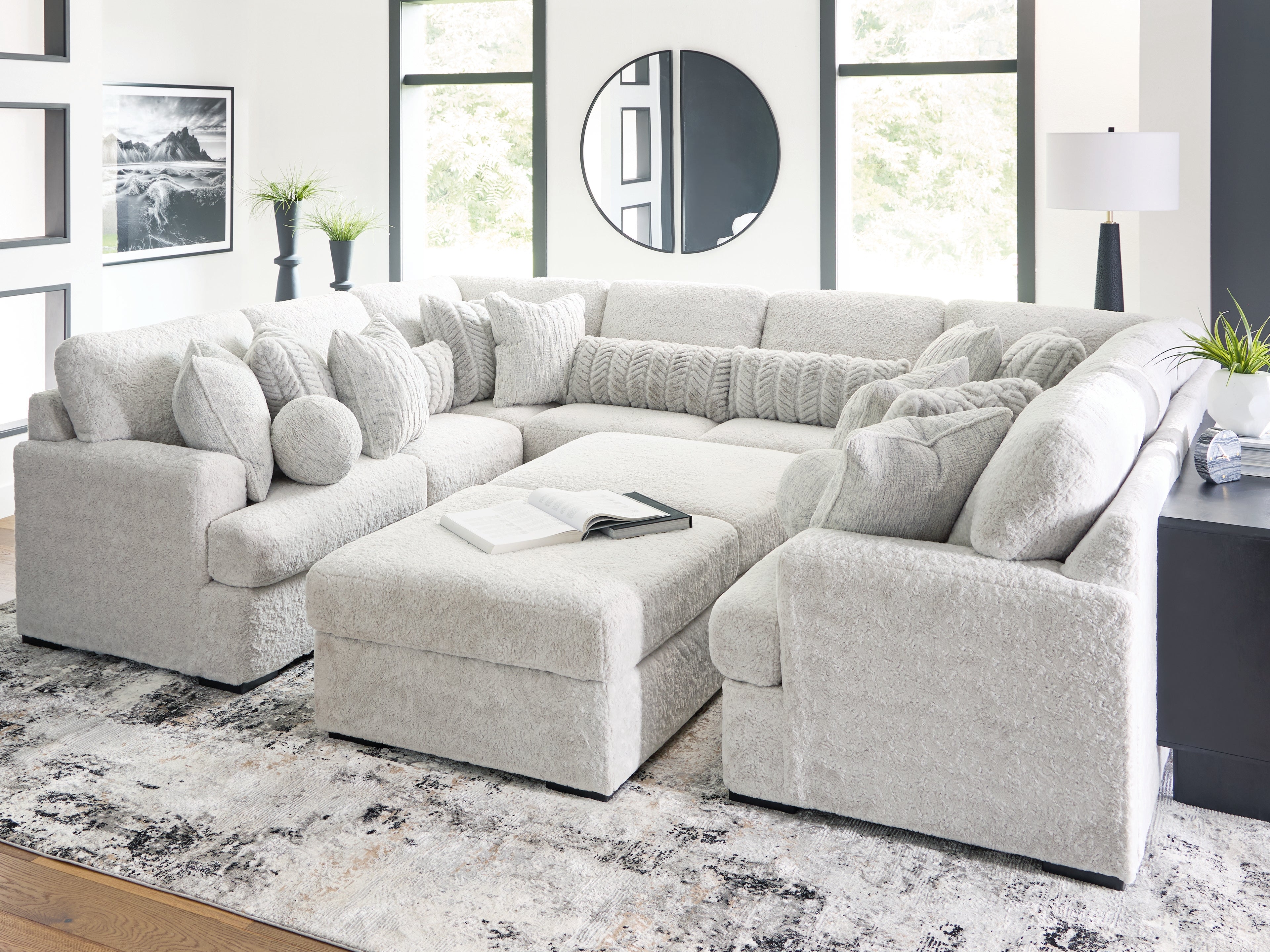 Prime Furniture - Ashley Furniture - Cuddle Plush Sectional - RAF 10-Piece Sectional / Arctic - PC59106S10