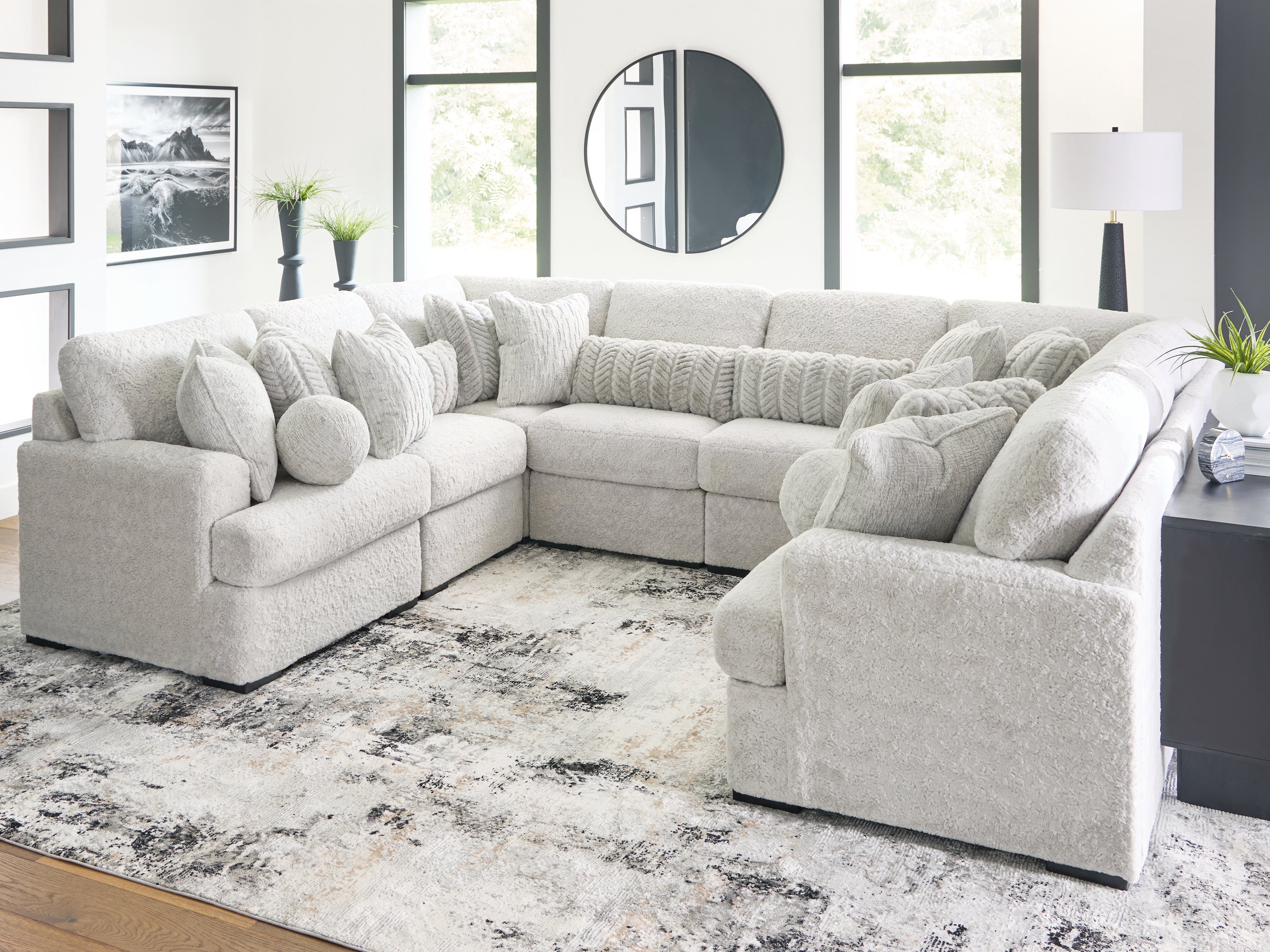 Prime Furniture - Ashley Furniture - Cuddle Plush Sectional - RAF 8-Piece Sectional / Arctic - PC59106S6