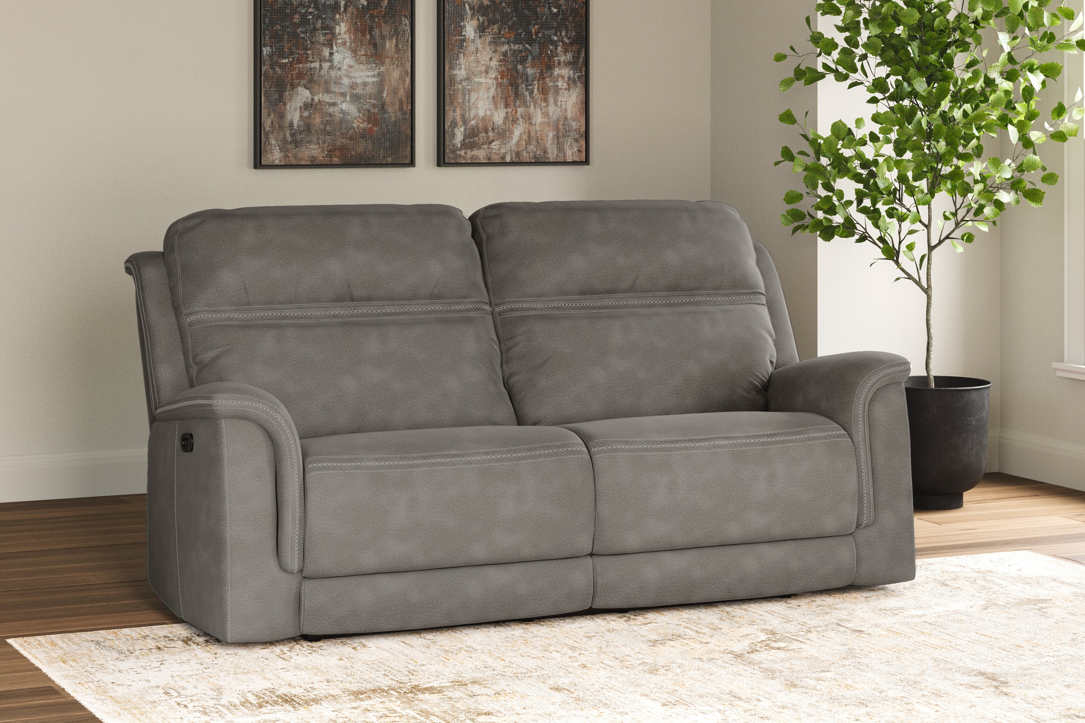 Prime Furniture - Ashley Furniture - Next-Gen DuraPella Living Room - 2 Seat PWR REC Sofa ADJ HDREST / Slate - 5930147