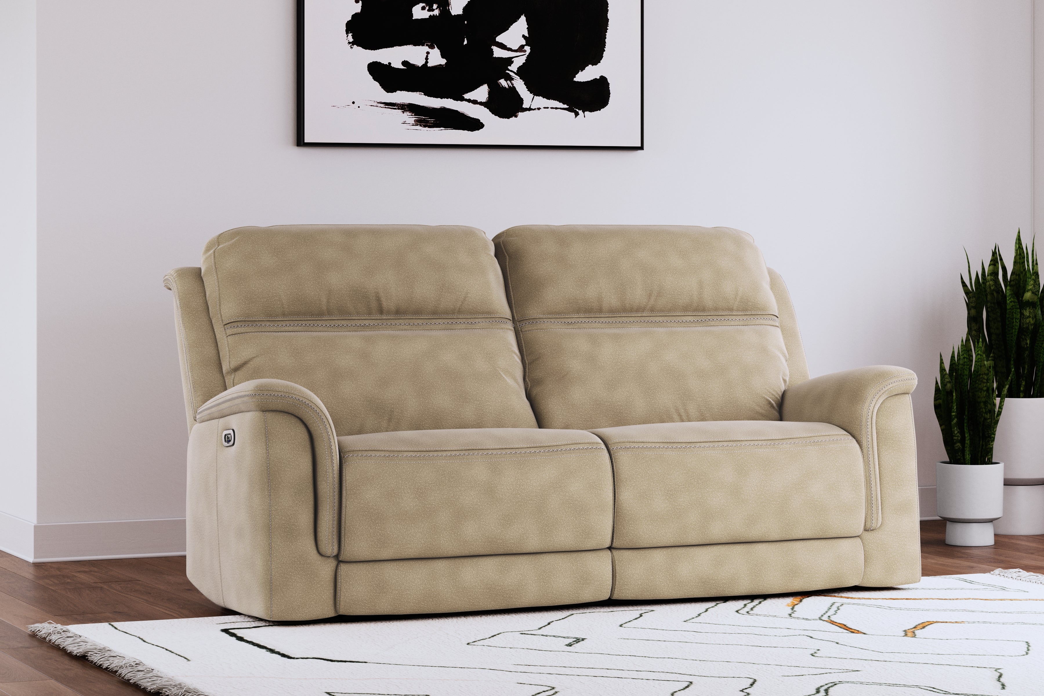 Prime Furniture - Ashley Furniture - Next-Gen DuraPella Living Room - 2 Seat PWR REC Sofa ADJ HDREST / Sand - 5930247