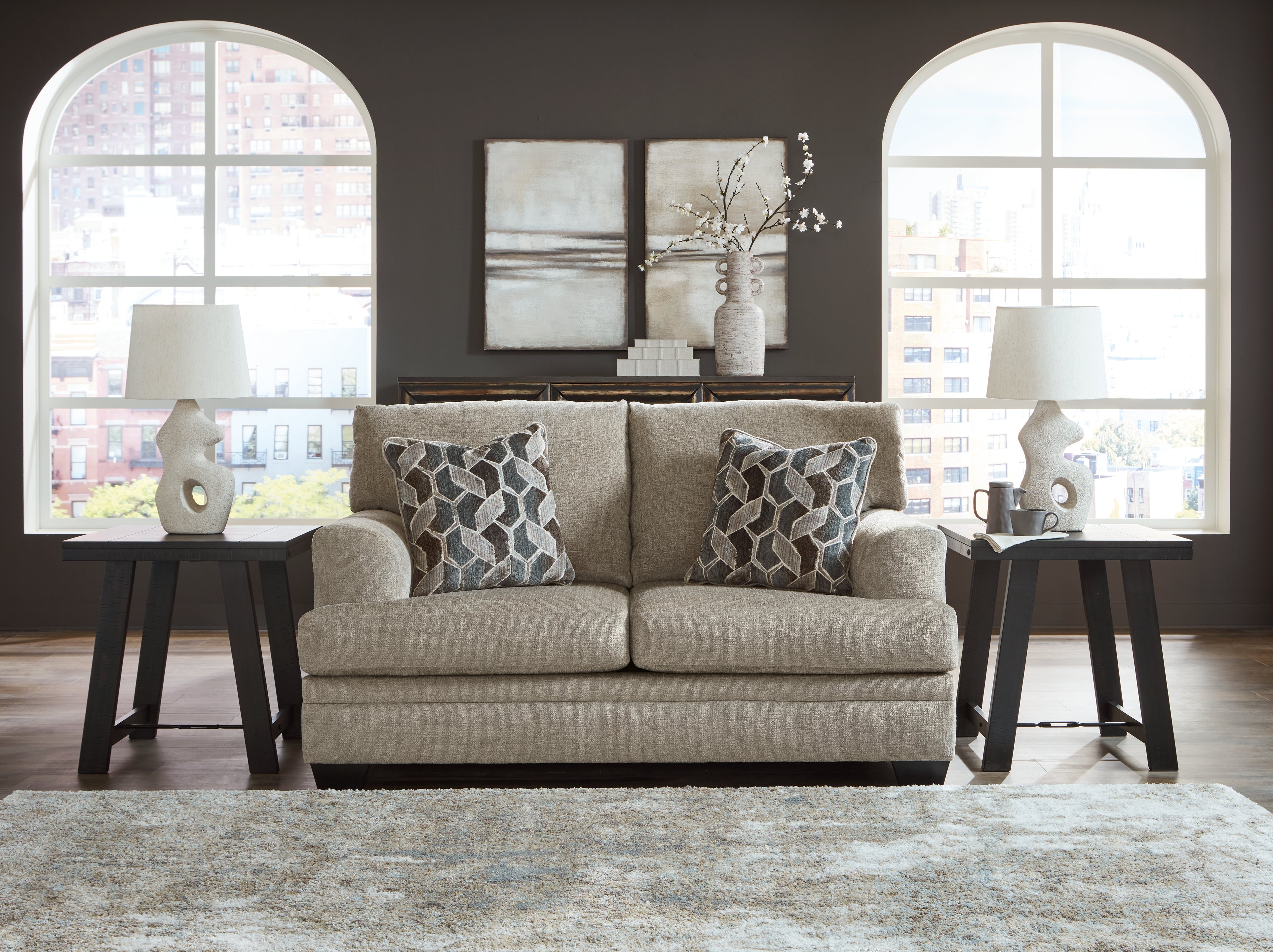 Prime Furniture - Ashley Furniture - Stonemeade Living Room - Loveseat / Taupe - 5950435