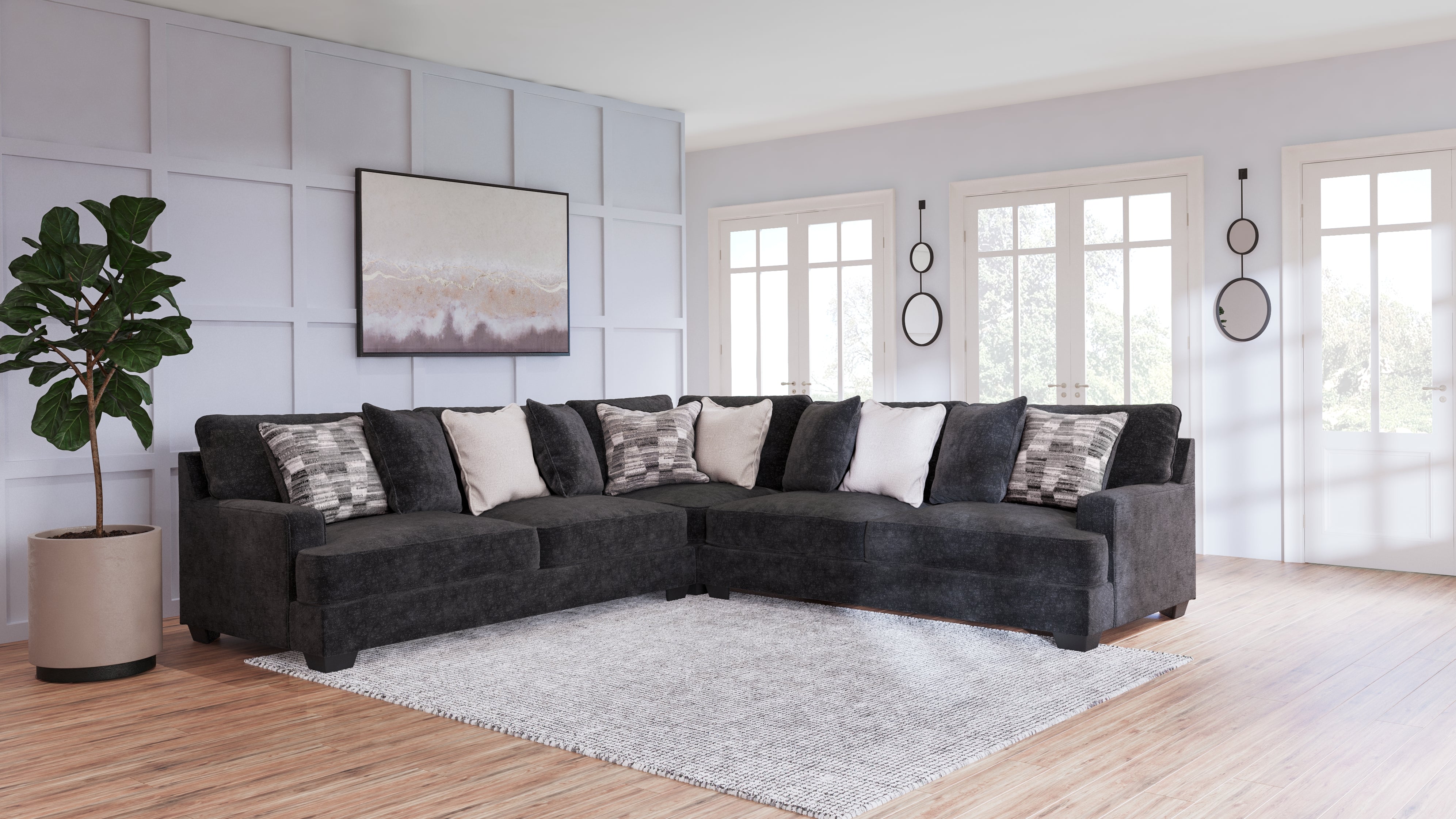 Prime Furniture - Ashley Furniture - Lavernett Sectional - LAF 3-Piece Sectional / Charcoal - 59603S1