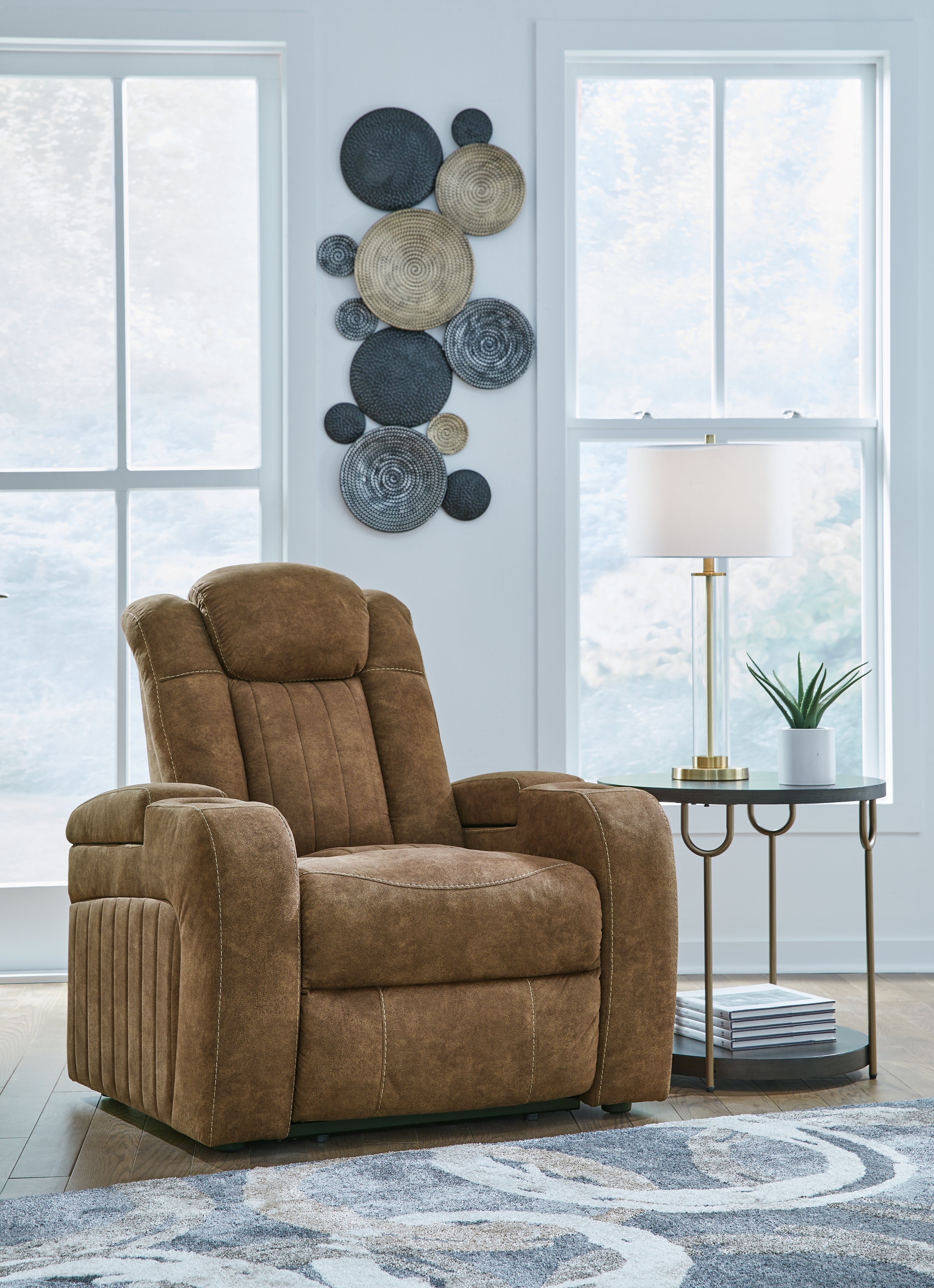 Prime Furniture - Ashley Furniture - Wolfridge Living Room - PWR Recliner/ADJ Headrest / Brindle - 6070313