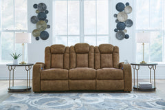 Prime Furniture - Ashley Furniture - Wolfridge Living Room - PWR REC Sofa with ADJ Headrest / Brindle - 6070315