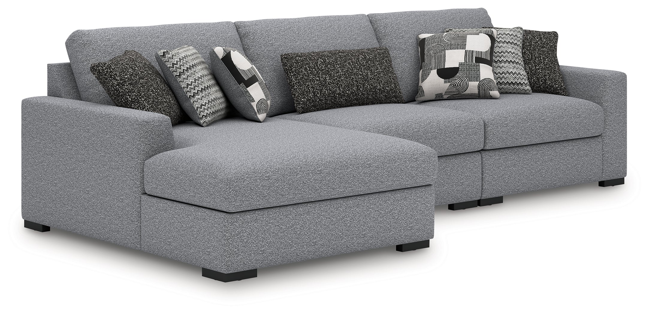 Prime Furniture - Ashley Furniture - Bealton Sectional - RAF 3-Piece Sectional with Chaise / Salt and Pepper - 61305S4